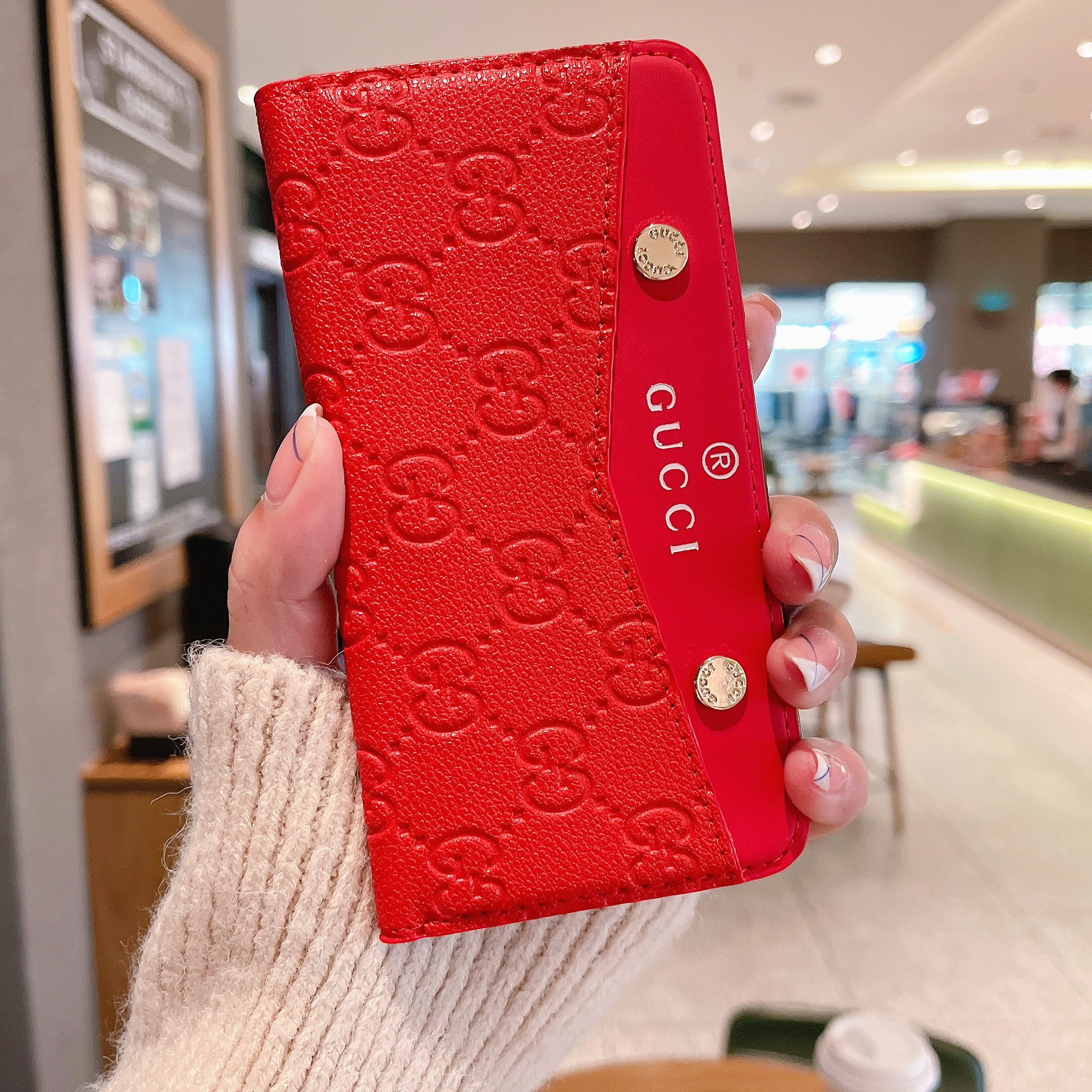 Gucci Leather iPhone Wallet Case Magnetic Flip Cover