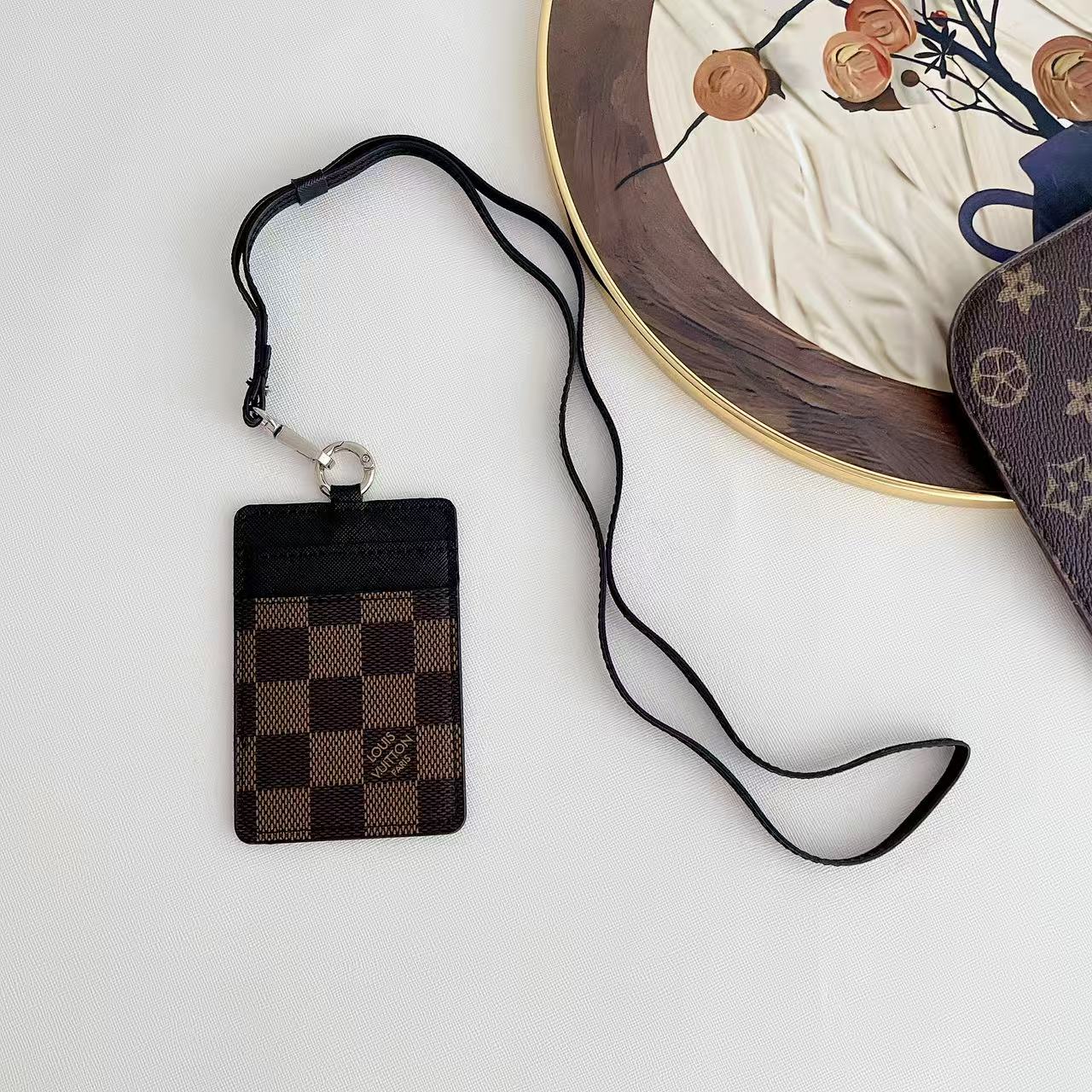 Classic Luxury Leather Wallet Card Holder Necklace