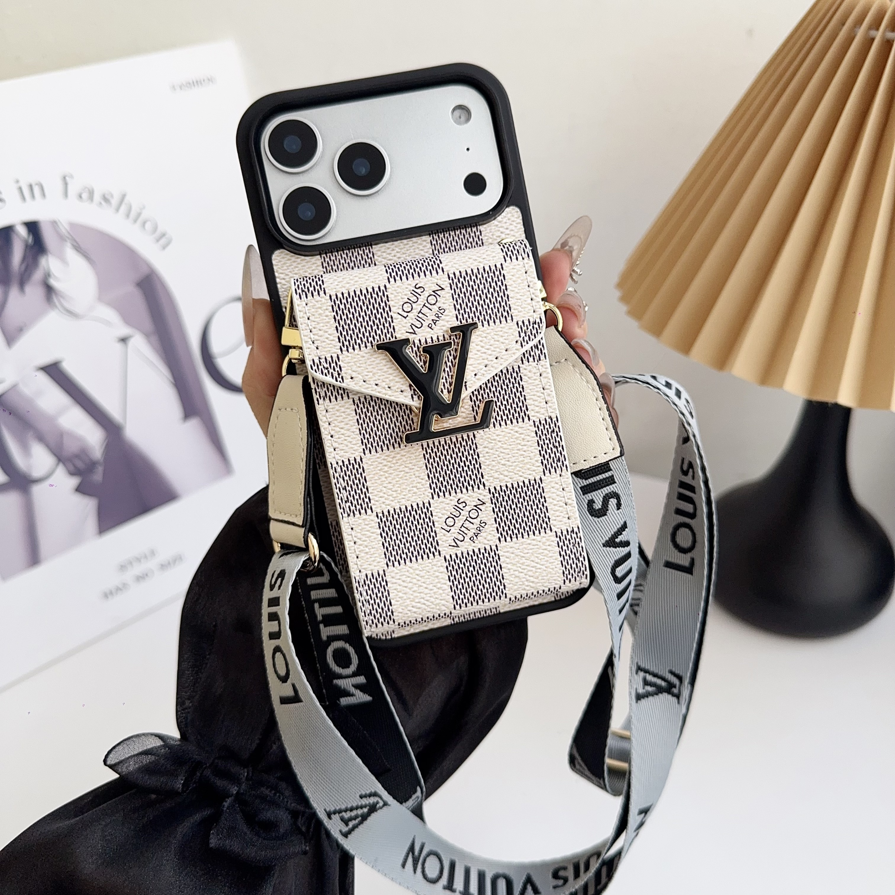 Louis Vuitton Leather iPhone Wallet Case With Crossbody Strap