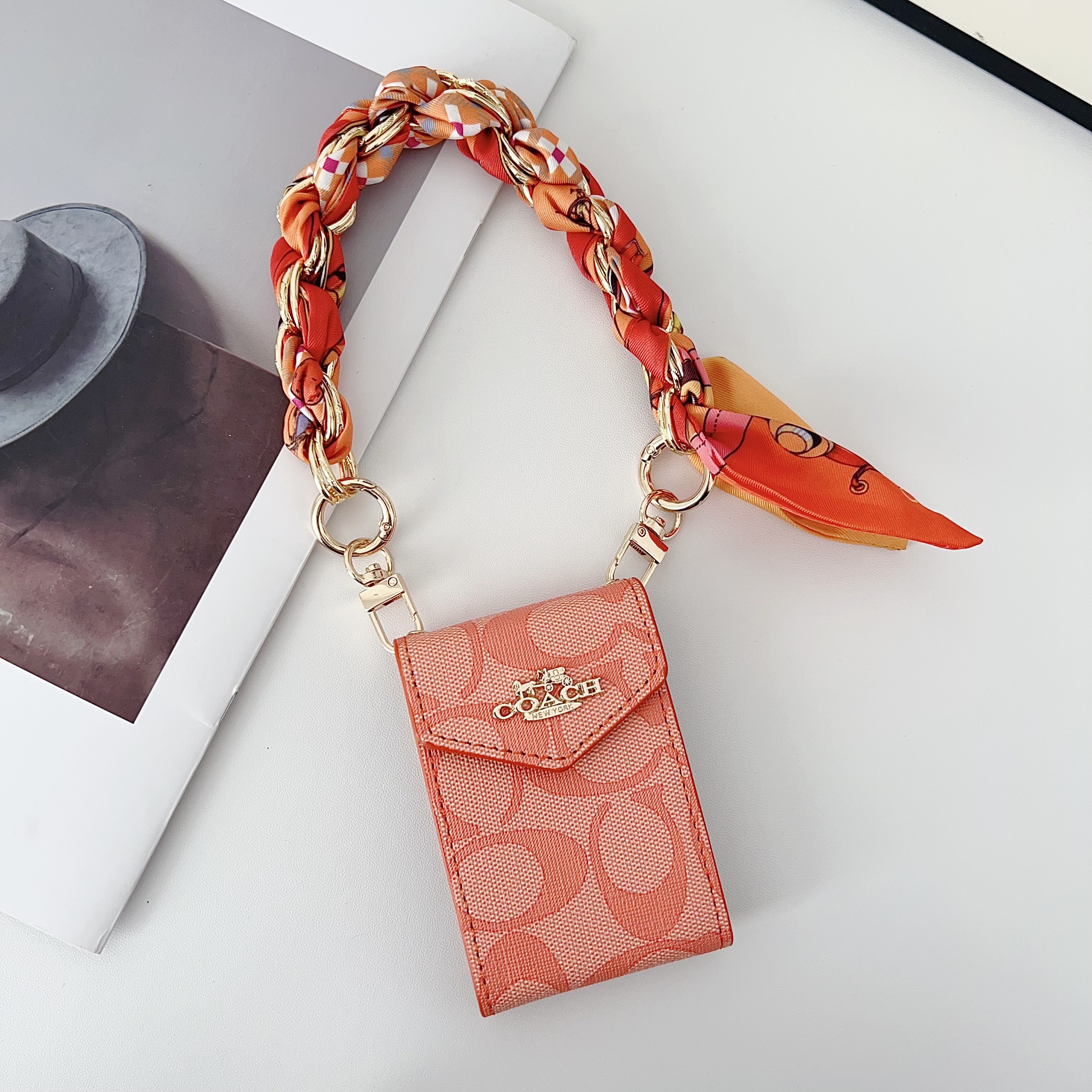 Coach Classic Luxury Leather Wallet Card Holder Braided Bracelet