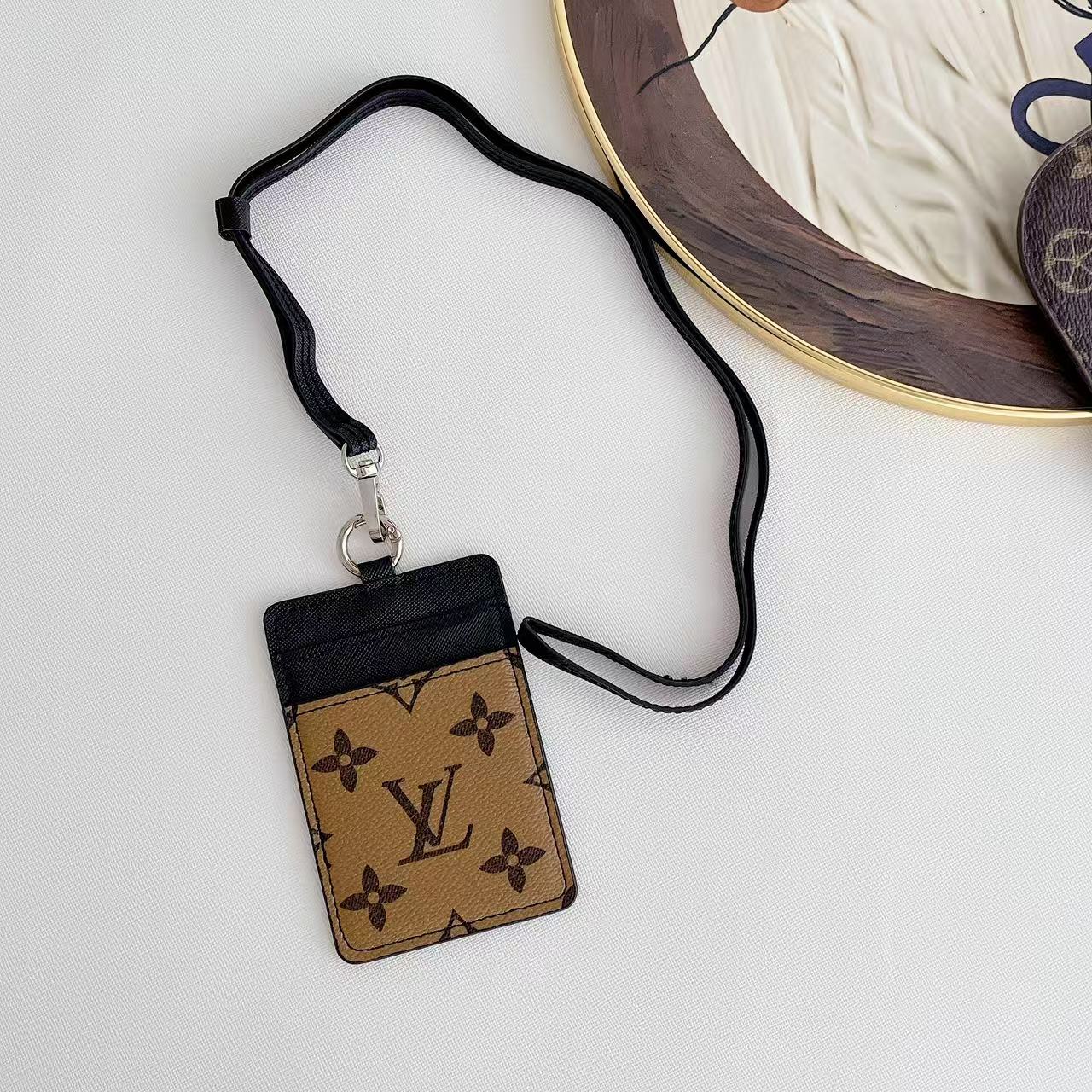 Classic Luxury Leather Wallet Card Holder Necklace