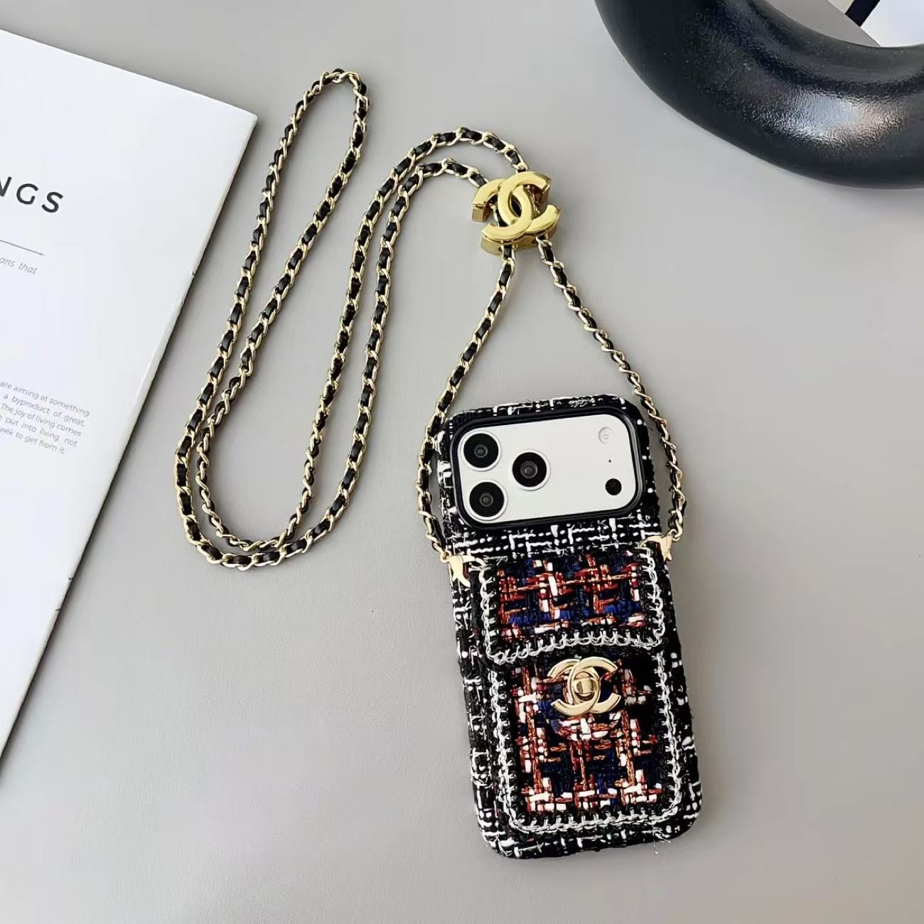 Chanel Embroidered Luxury Soft iPhone Wallet Case