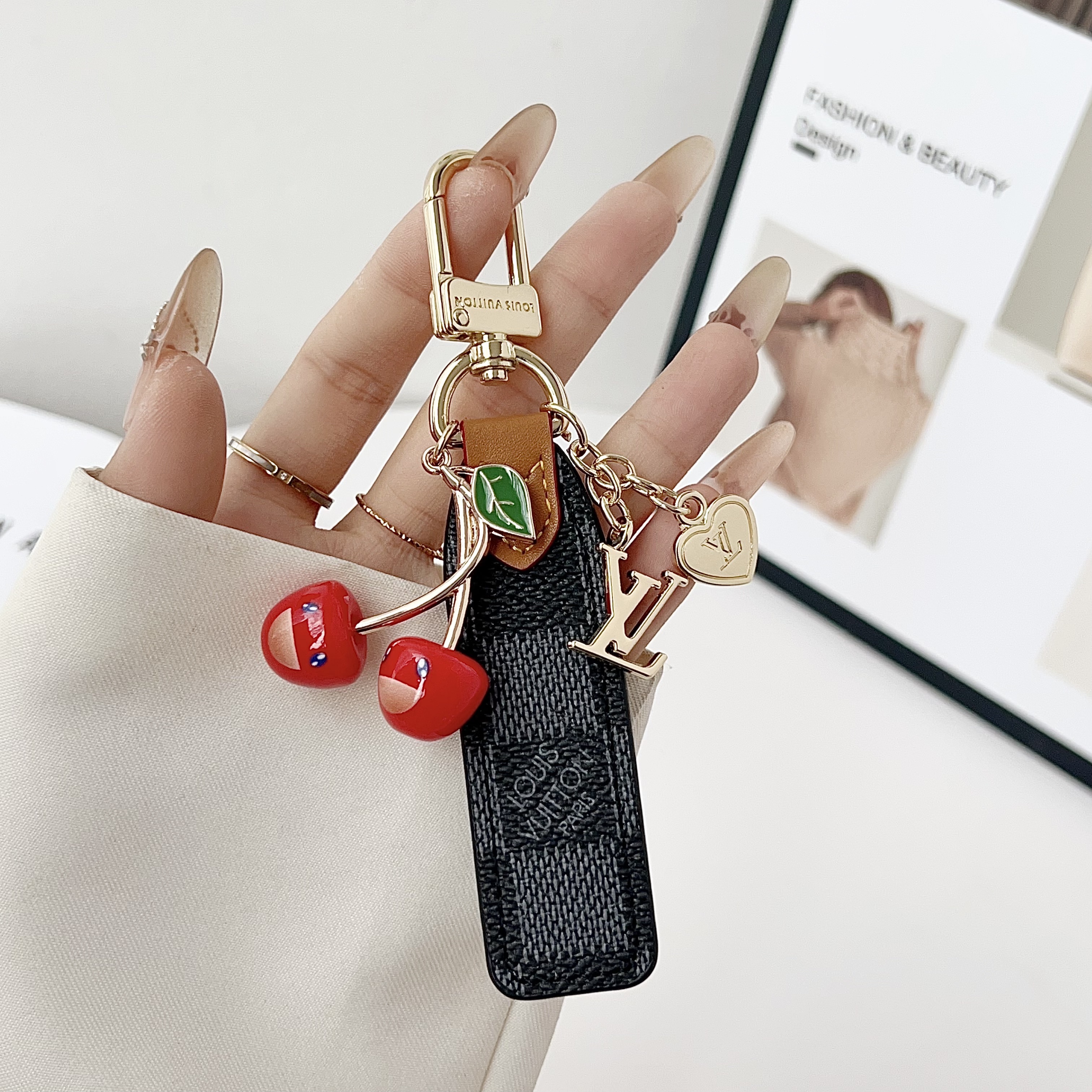 Louis Vuitton Luxury Cherry Pendant Keychain