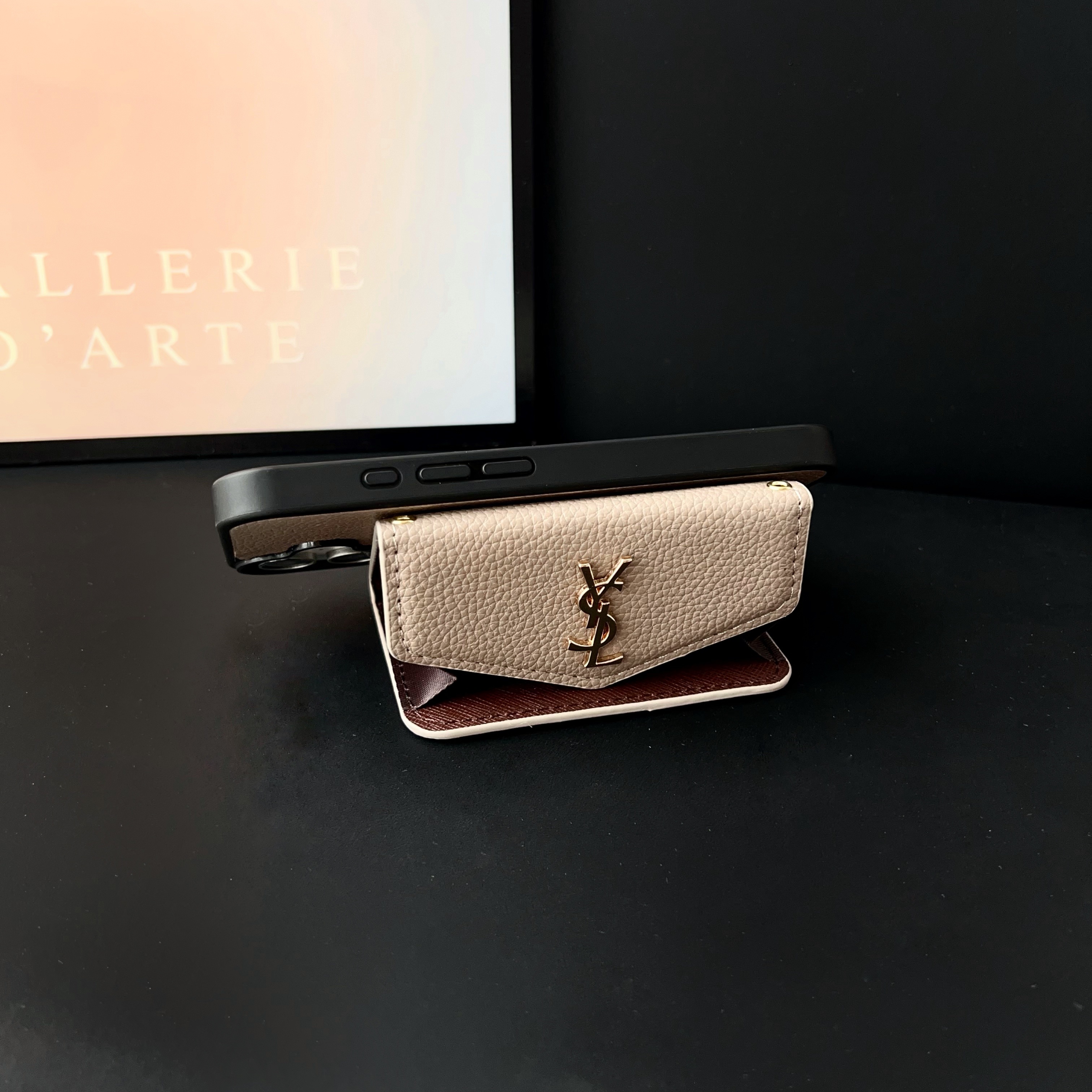 YSL Leather iPhone Wallet Case