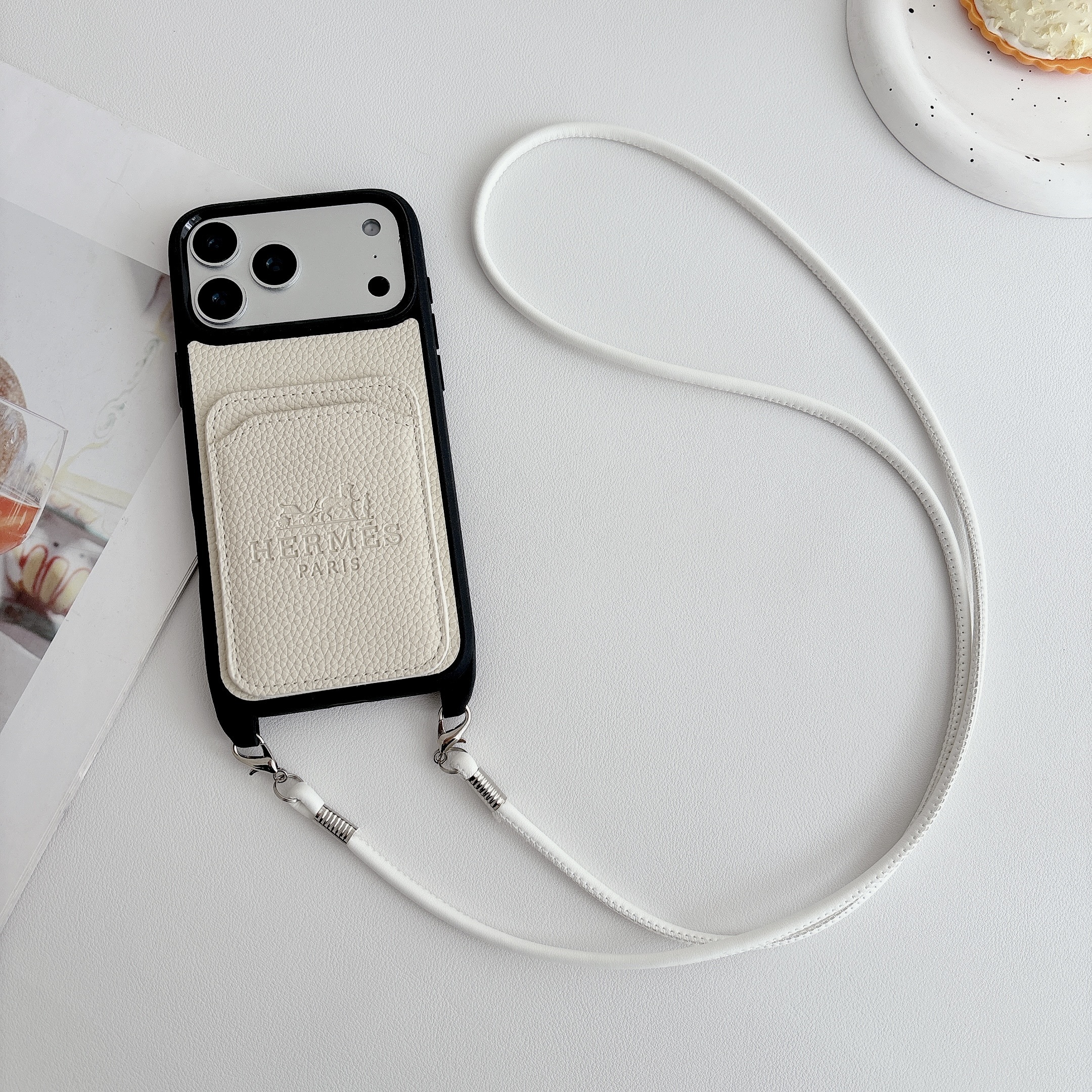 Hermès Leather iPhone Wallet Case With Crossbody Strap