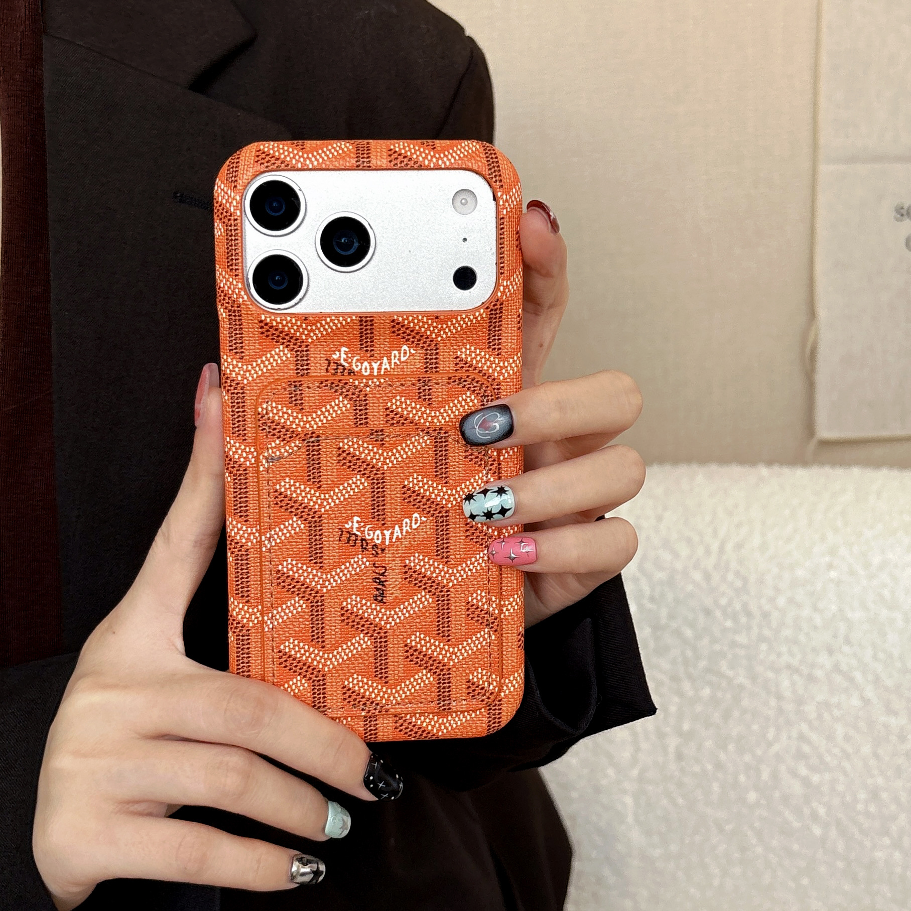 Goyard Leather iPhone Wallet Case