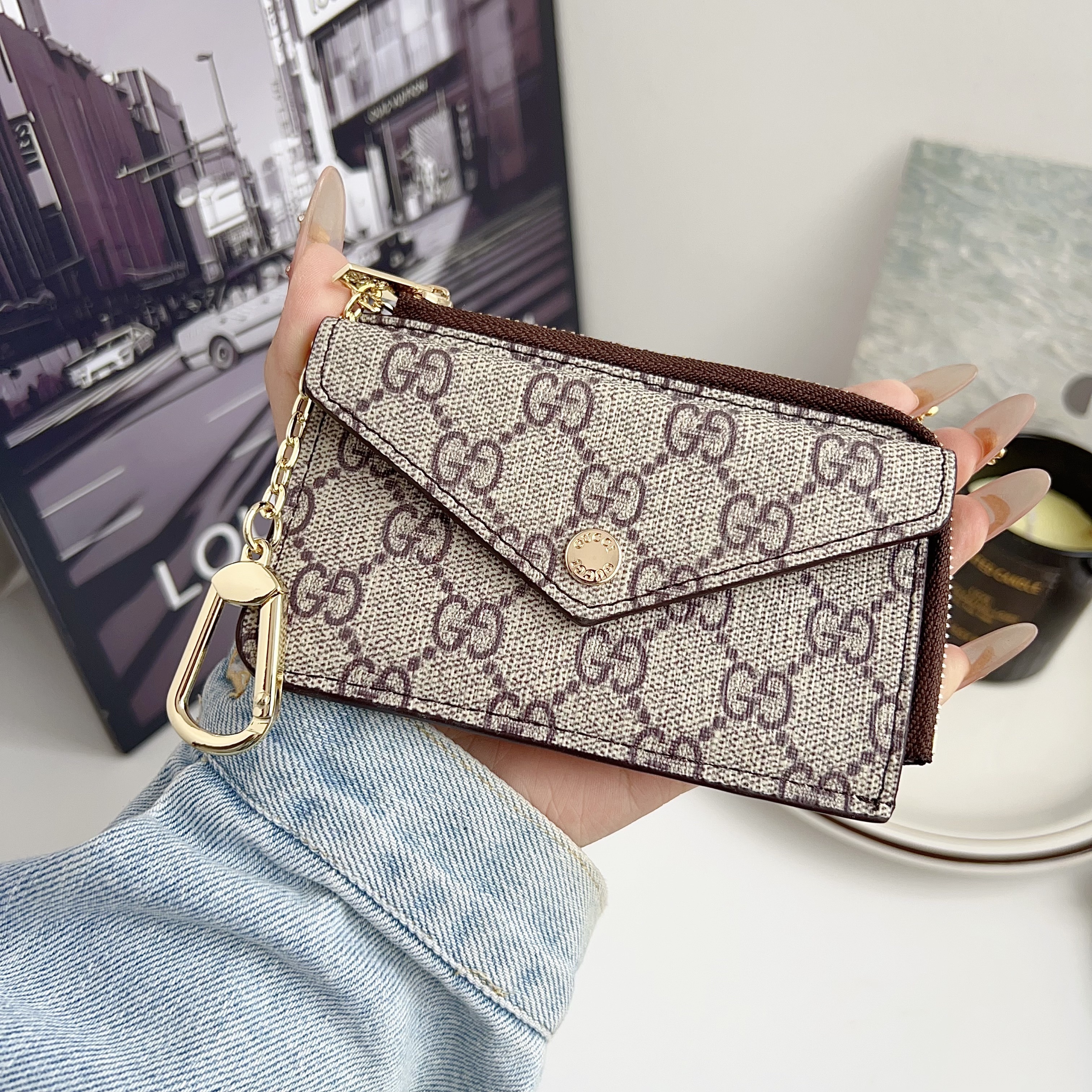 Louis Vuitton,Gucci Luxury Leather Zipper Wallet Card Holder & Coin Purse