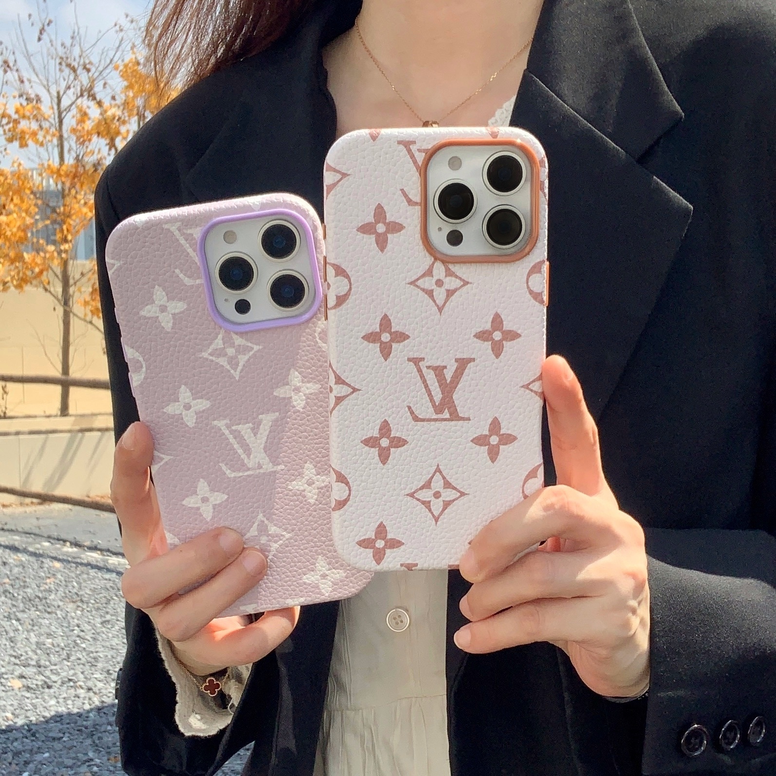 Louis Vuitton Leather Monogram iPhone Case 