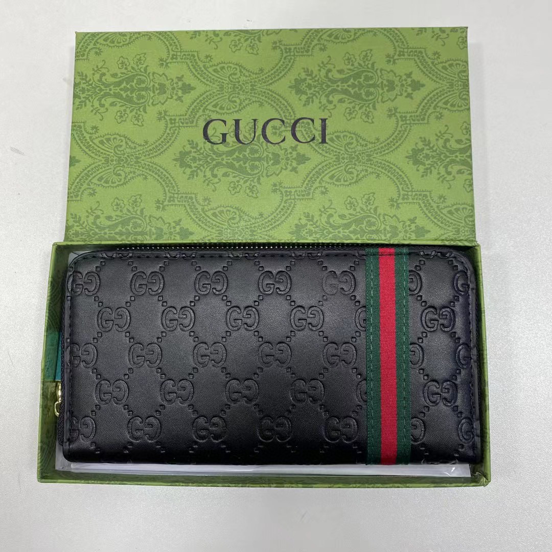 luxurious Leather Zipper Long Wallet