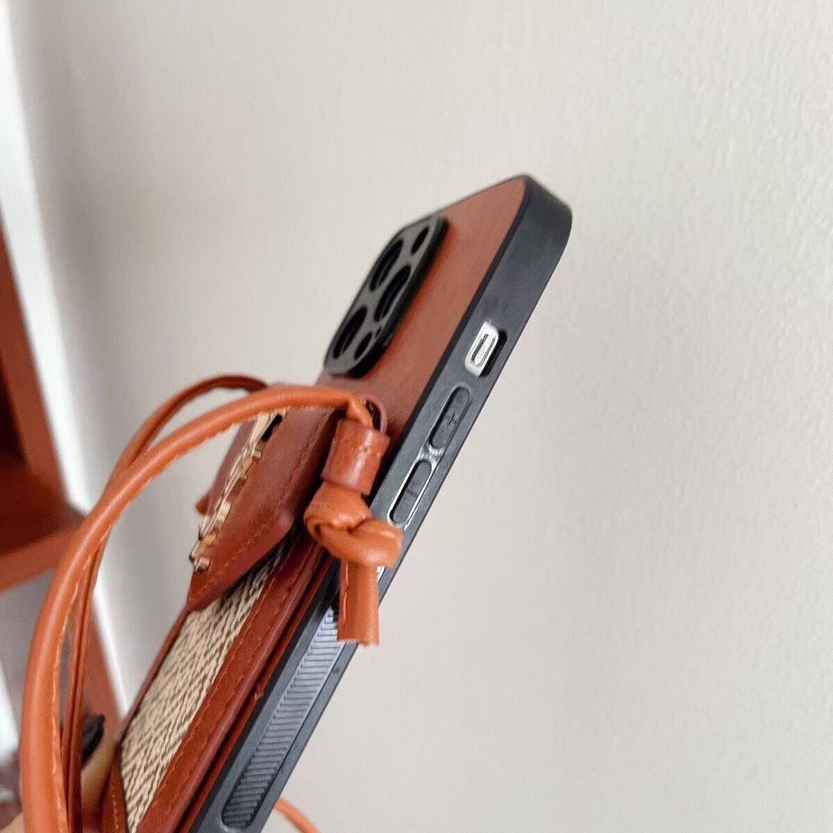 Leather iPhone Wallet Case With Crossbody Strap