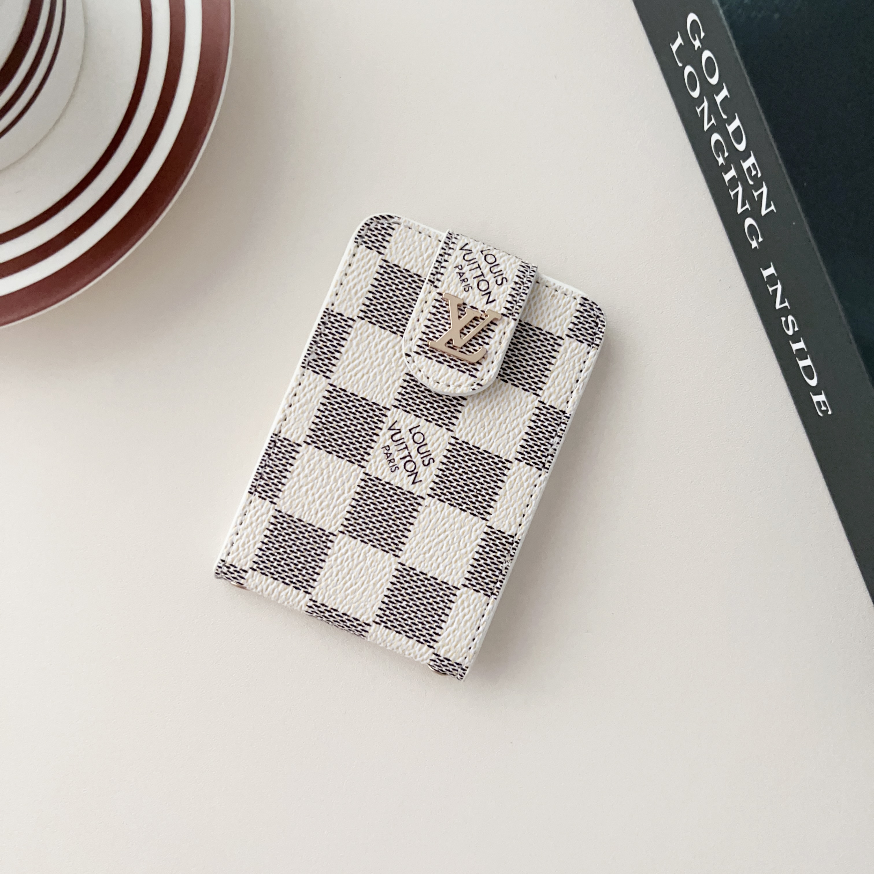 Luxury Leather Wallet Card Holder With Snap Closure- Up and down flip cover