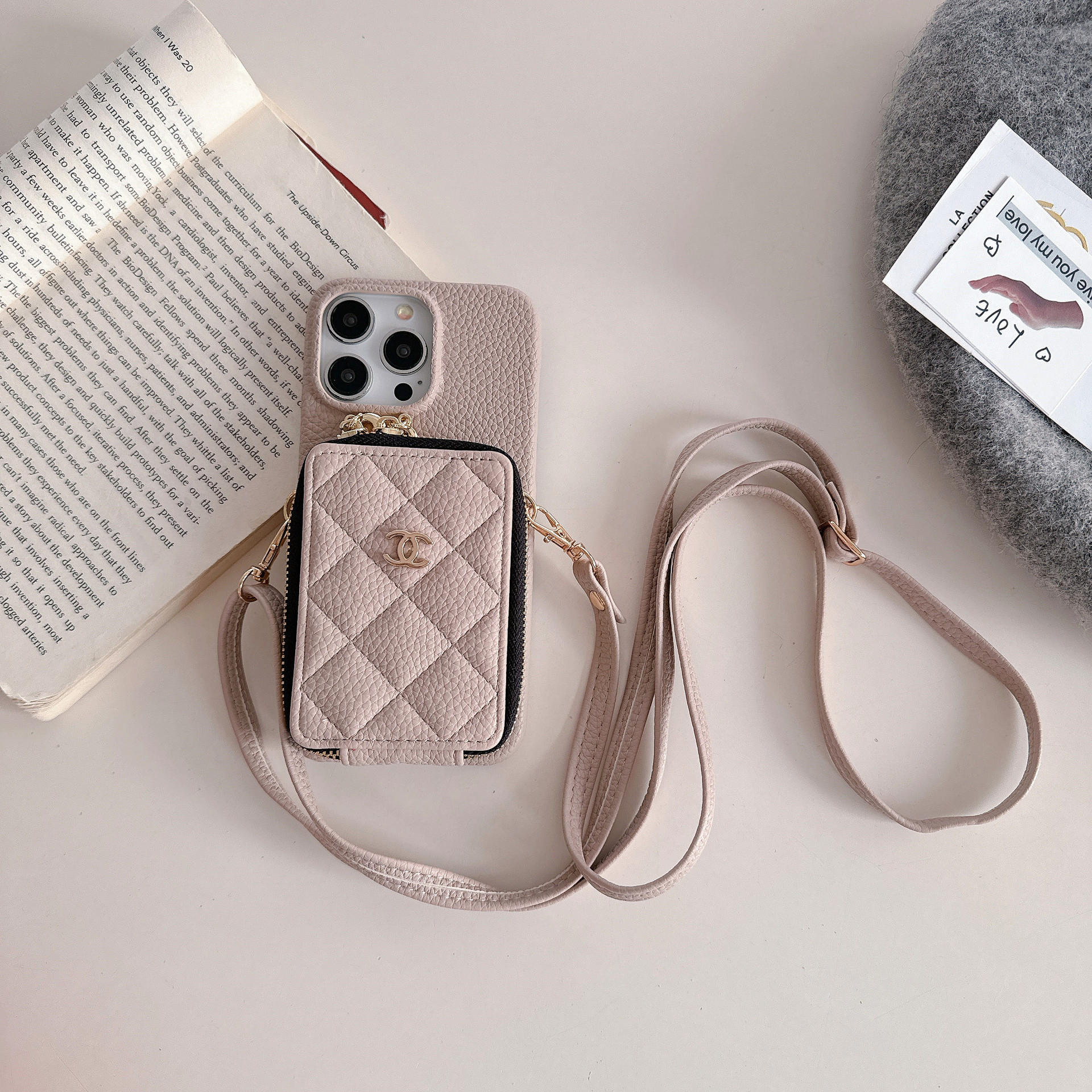 Chanel Leather iPhone Wallet Case With Crossbody Strap