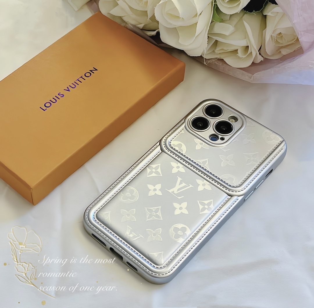 Monogram Silver Leather iPhone Case