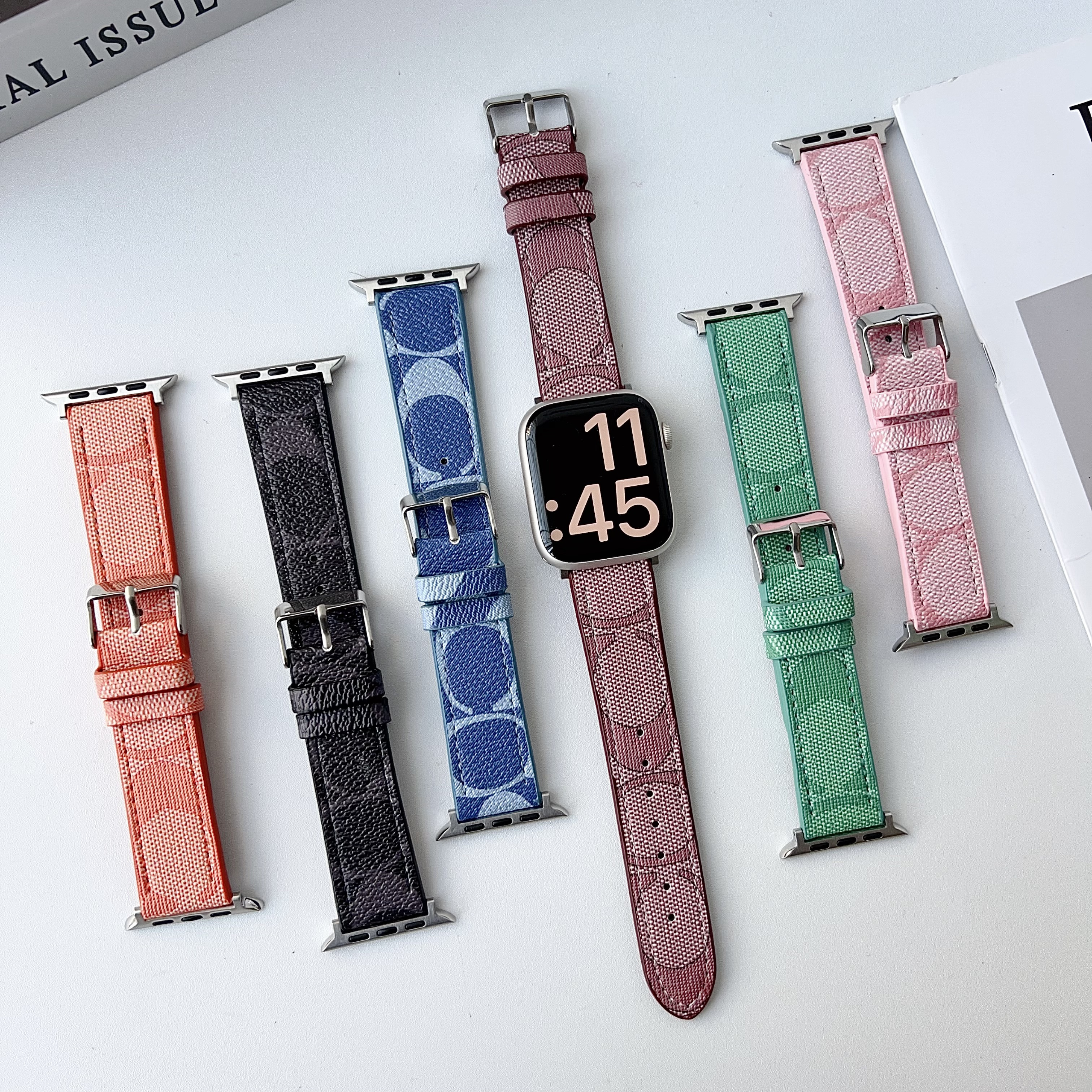 CoachColorful Luxury leather Apple Watch Band