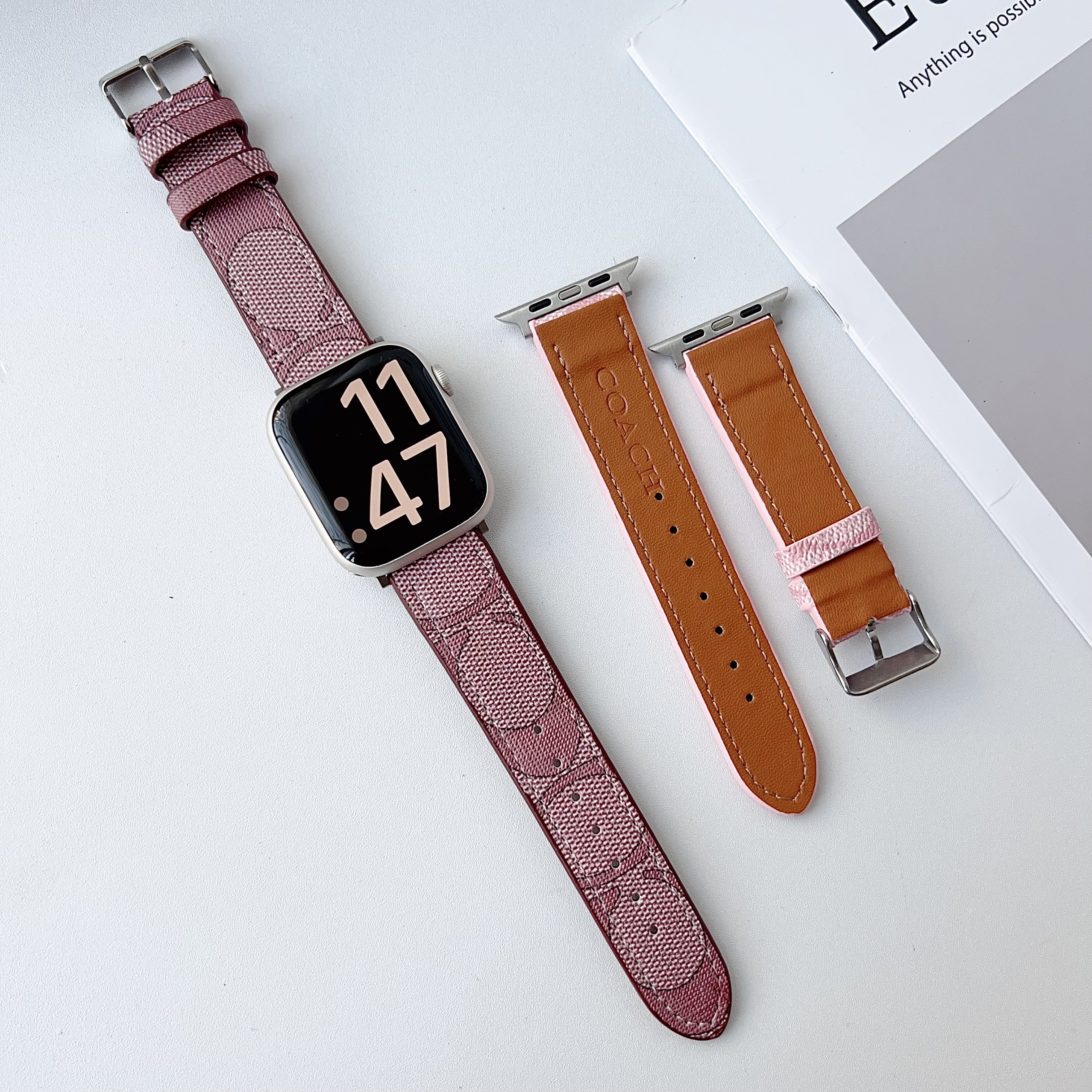 CoachColorful Luxury leather Apple Watch Band