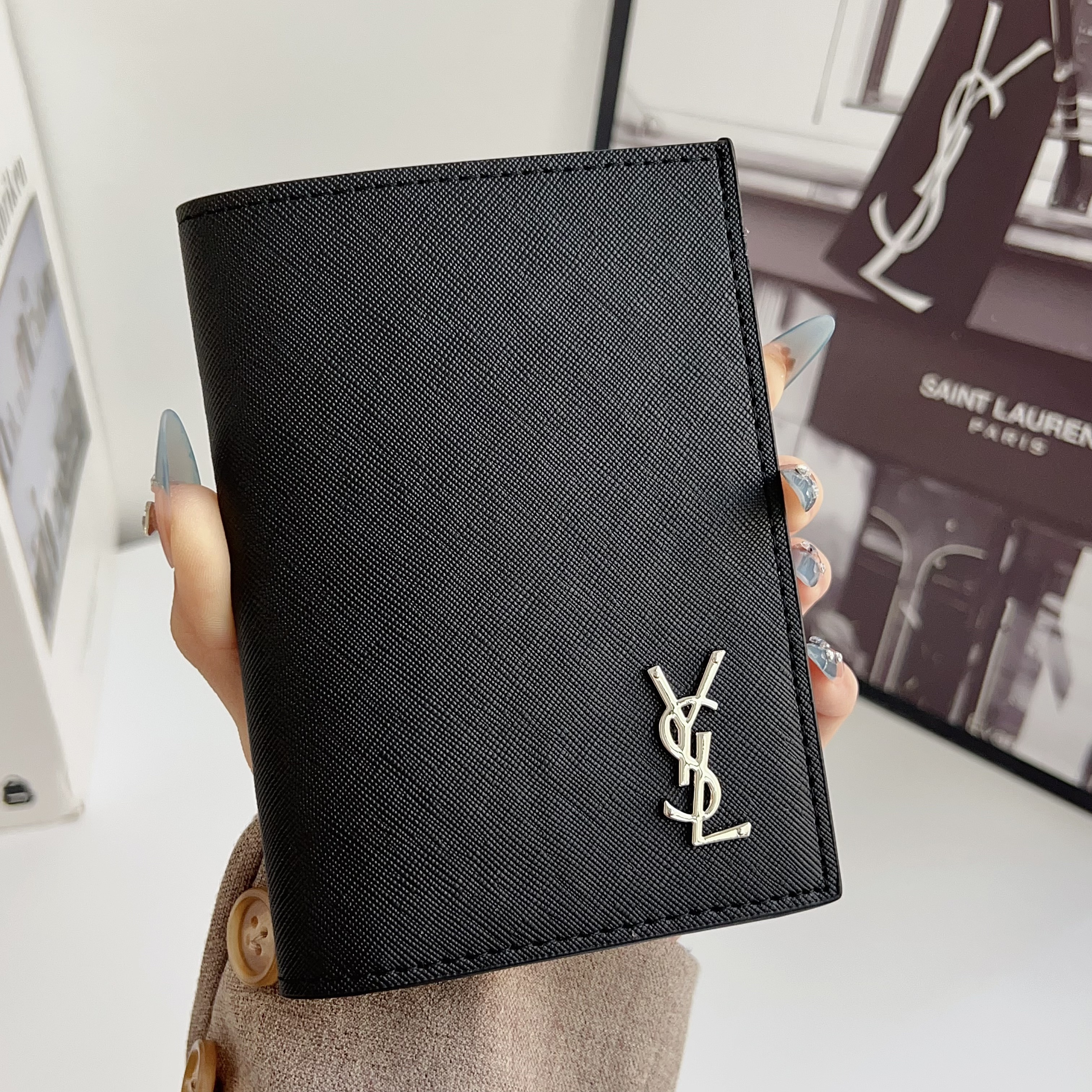  YSL Luxury Leather Wallet Card Holder/Passport holder