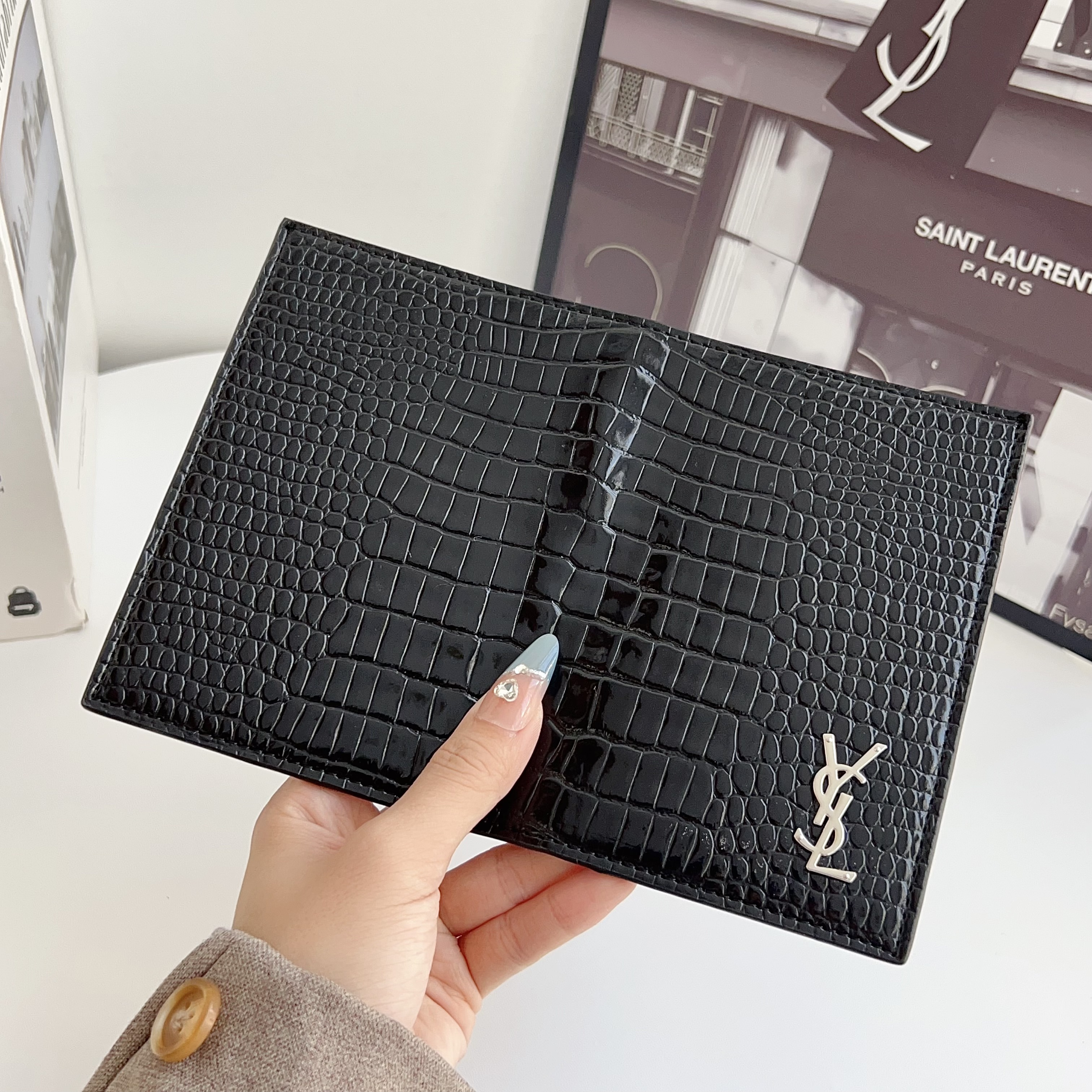  YSL Luxury Leather Wallet Card Holder/Passport holder