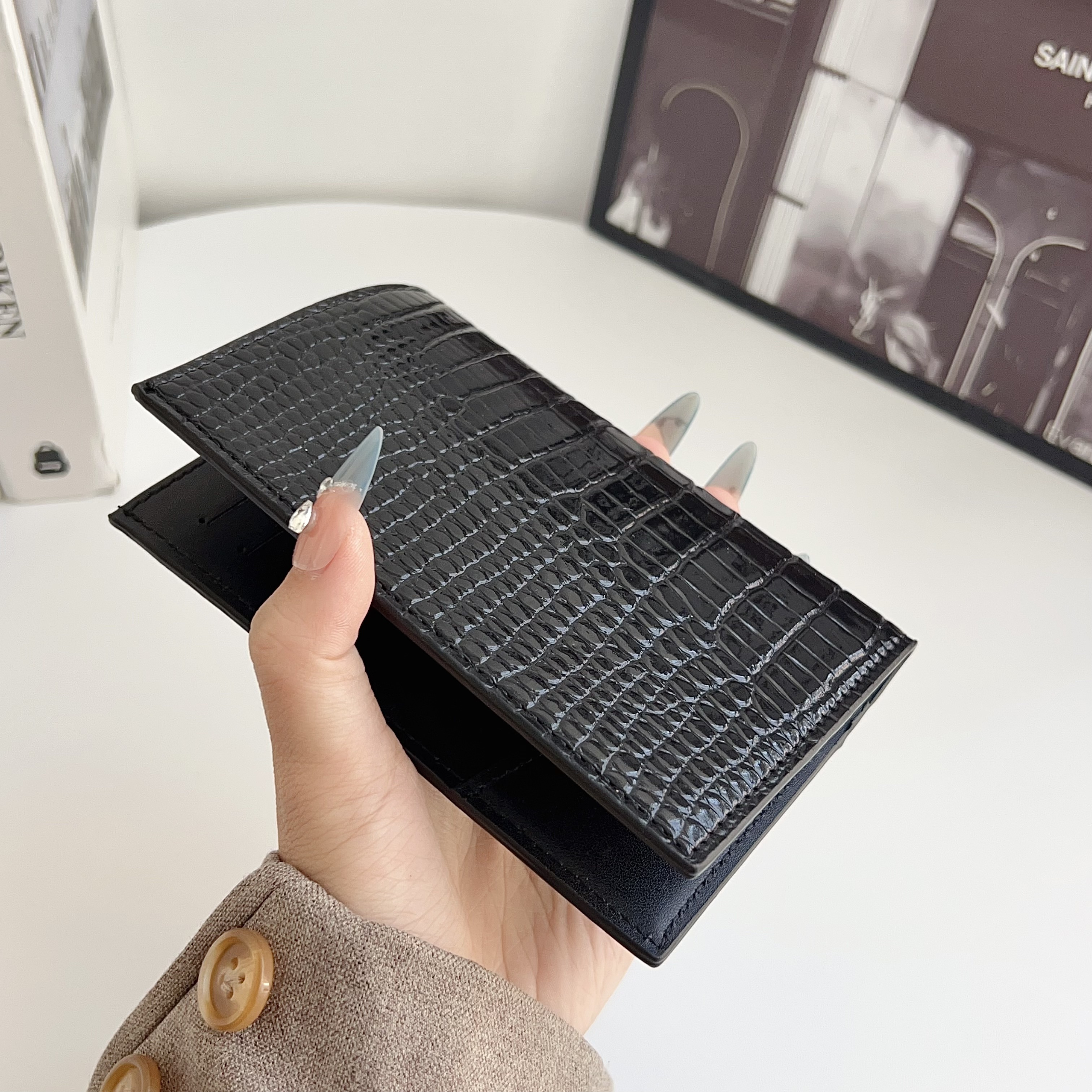  YSL Luxury Leather Wallet Card Holder/Passport holder