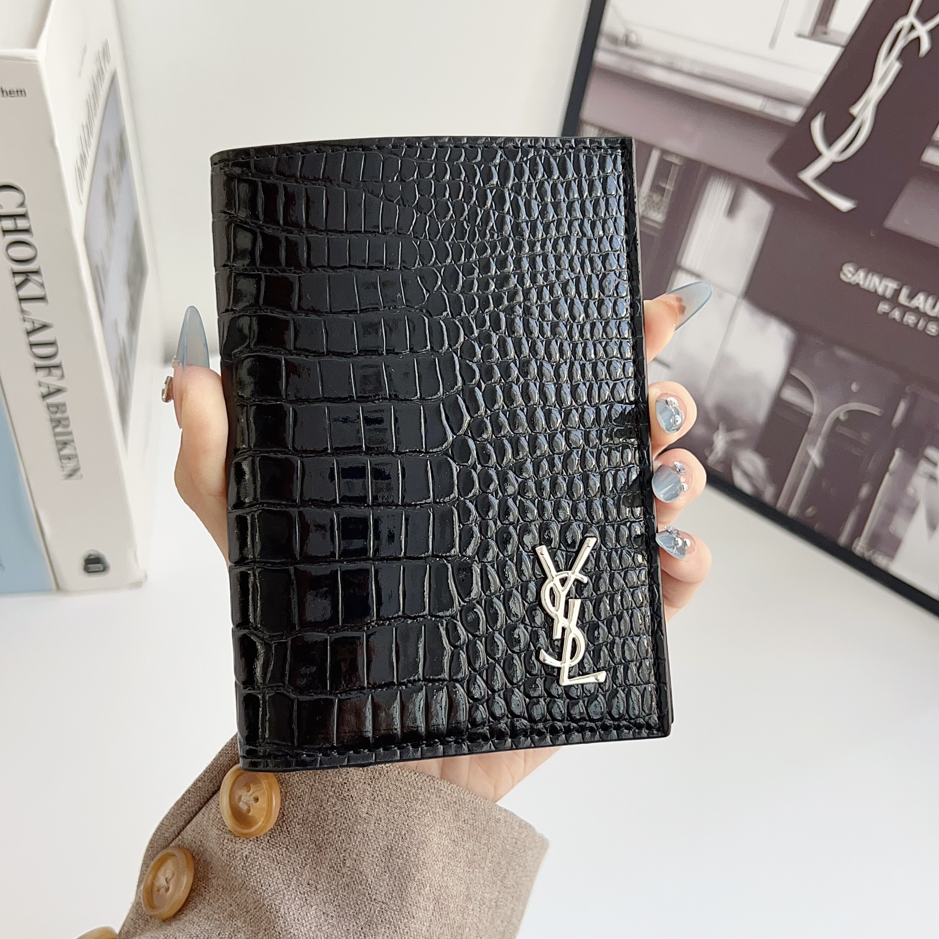  YSL Luxury Leather Wallet Card Holder/Passport holder