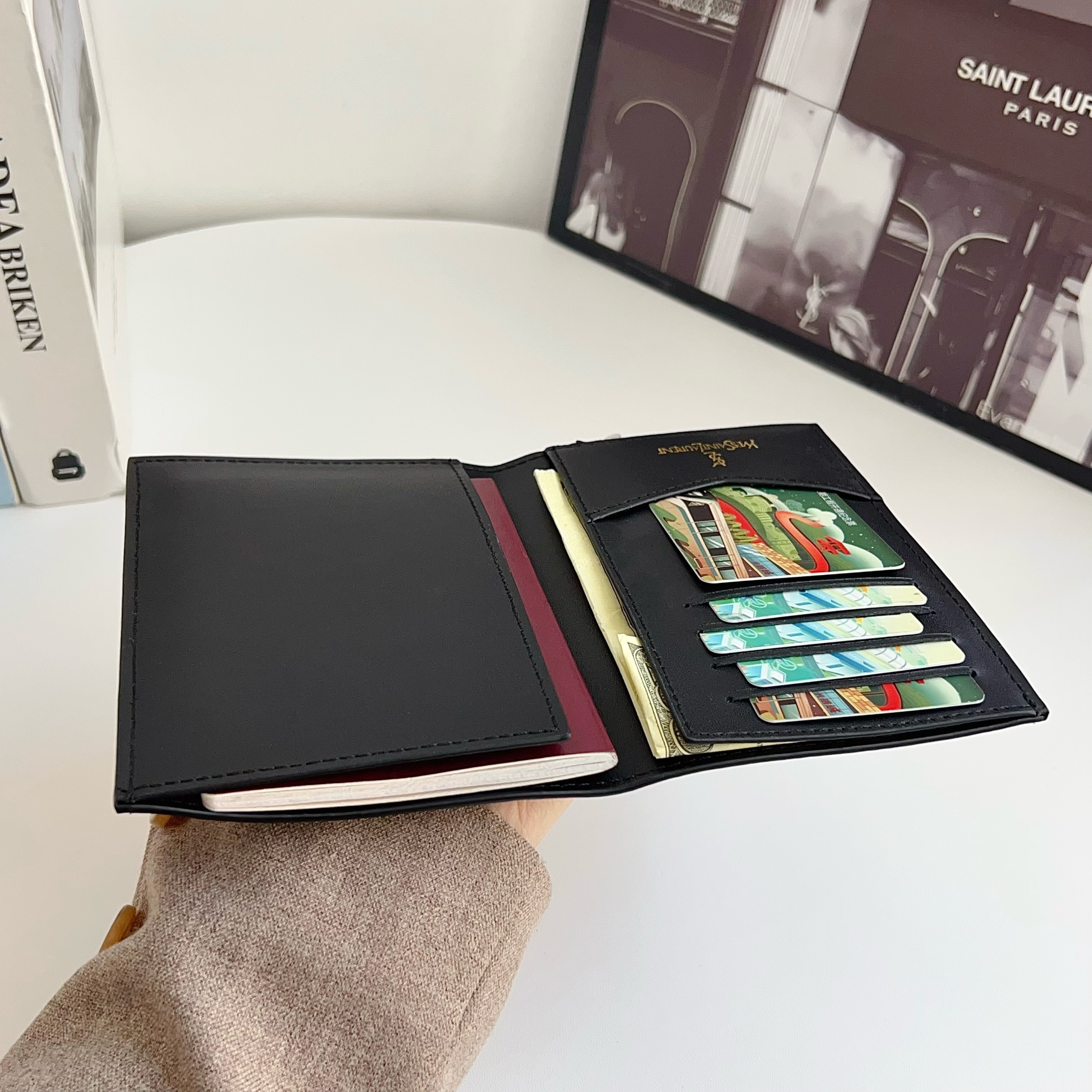  YSL Luxury Leather Wallet Card Holder/Passport holder