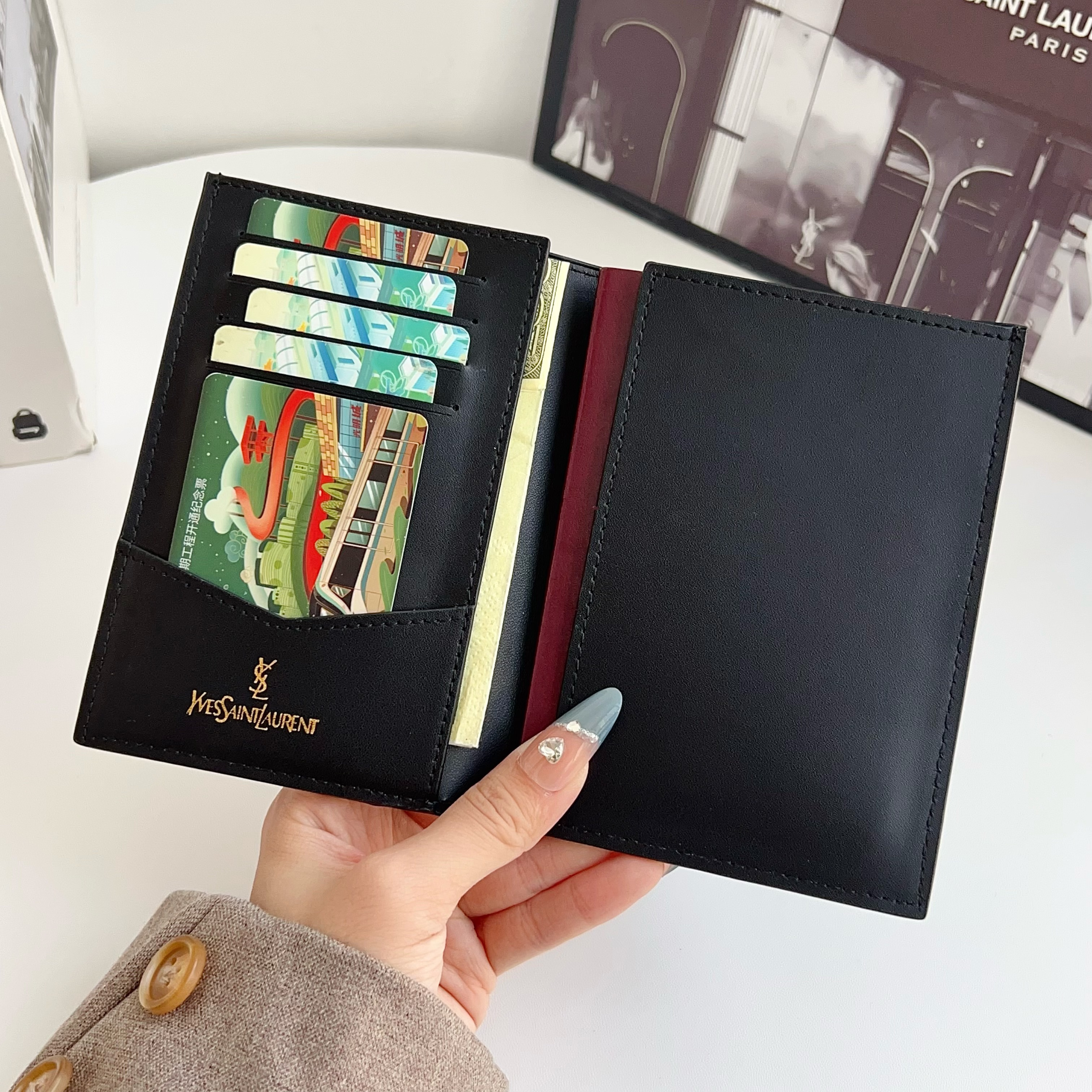  YSL Luxury Leather Wallet Card Holder/Passport holder