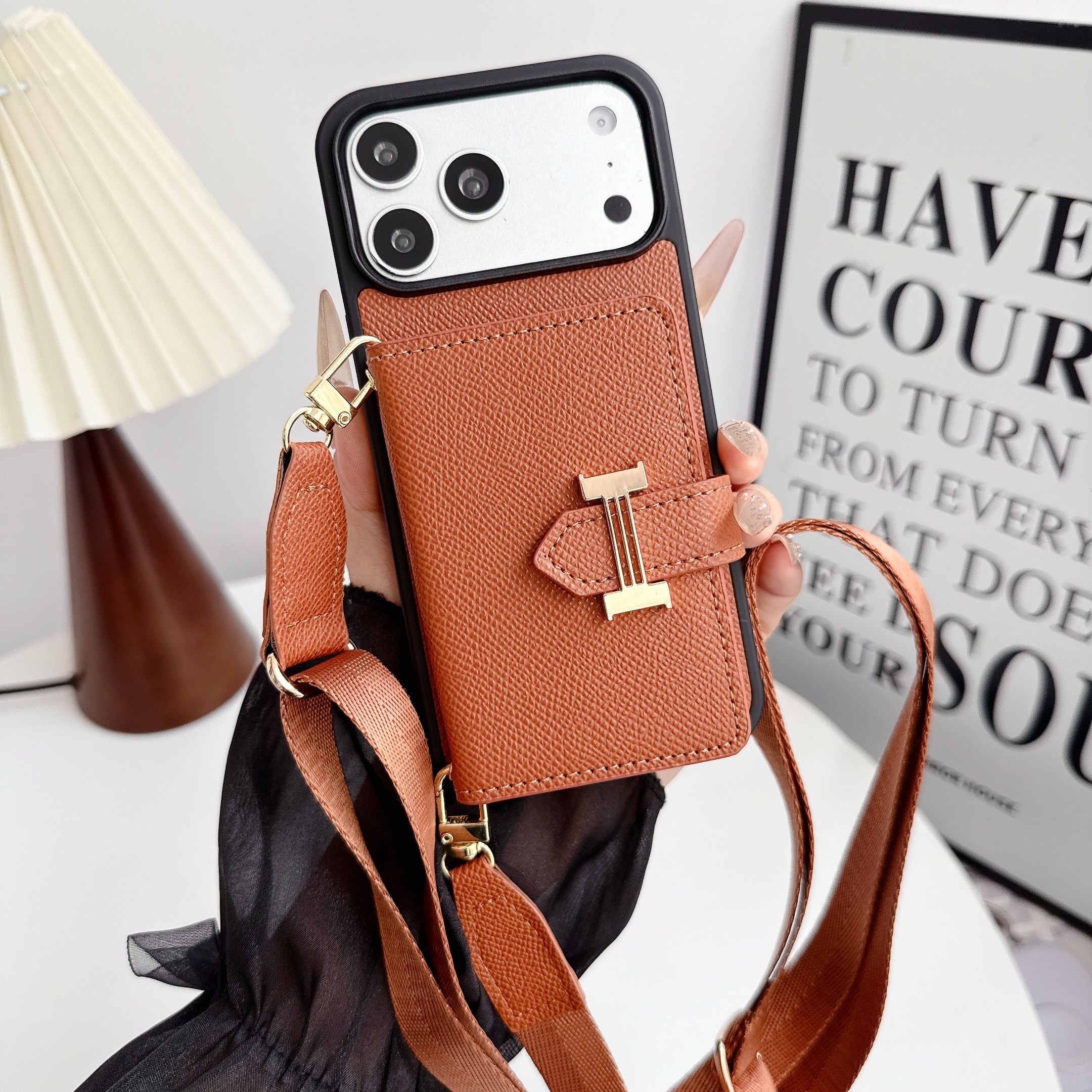 Hermès Leather iPhone Wallet Case With Crossbody Strap