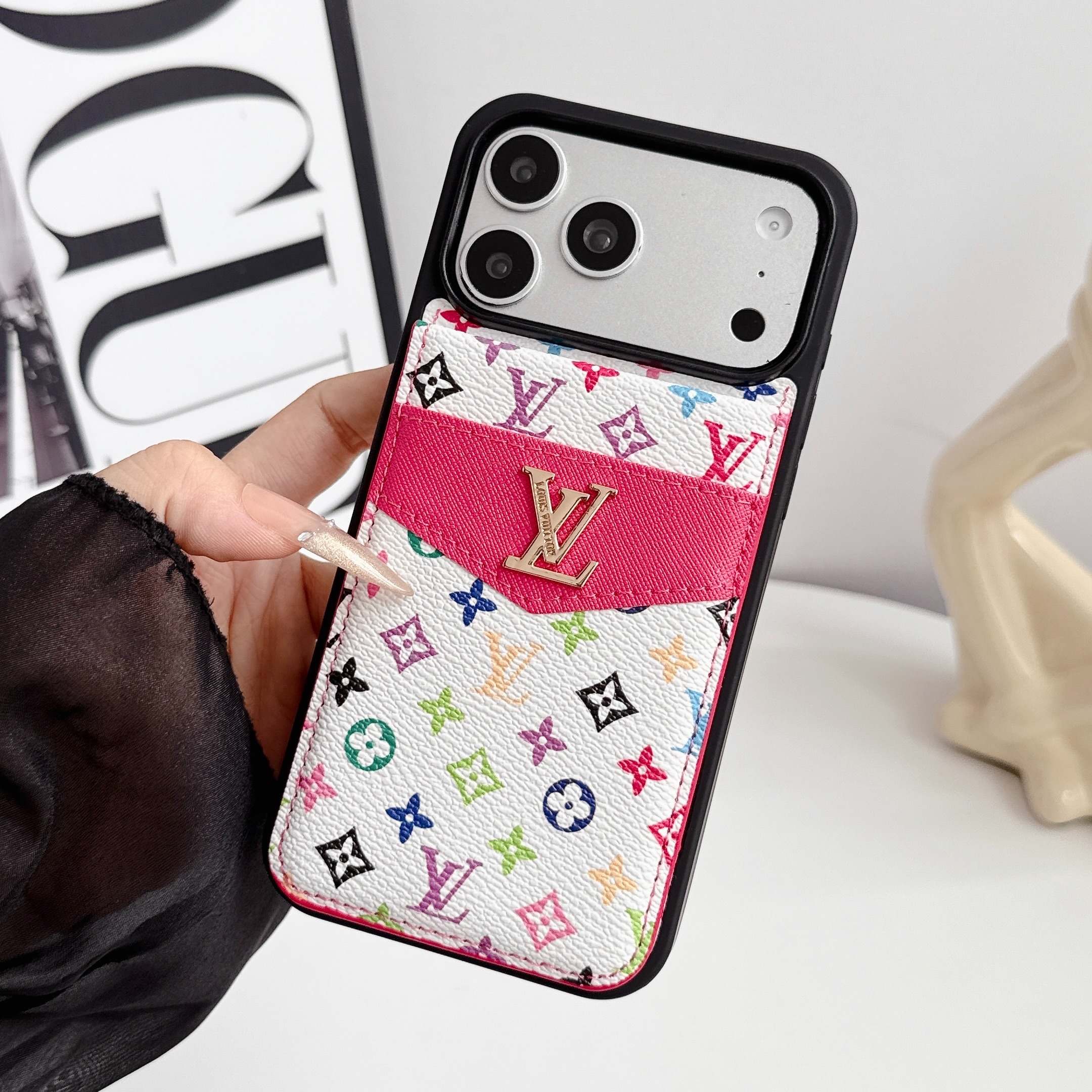 Louis Vuitton Gucci Monogram Leather iPhone Wallet Case Magnetic Flip Case with Stand Support
