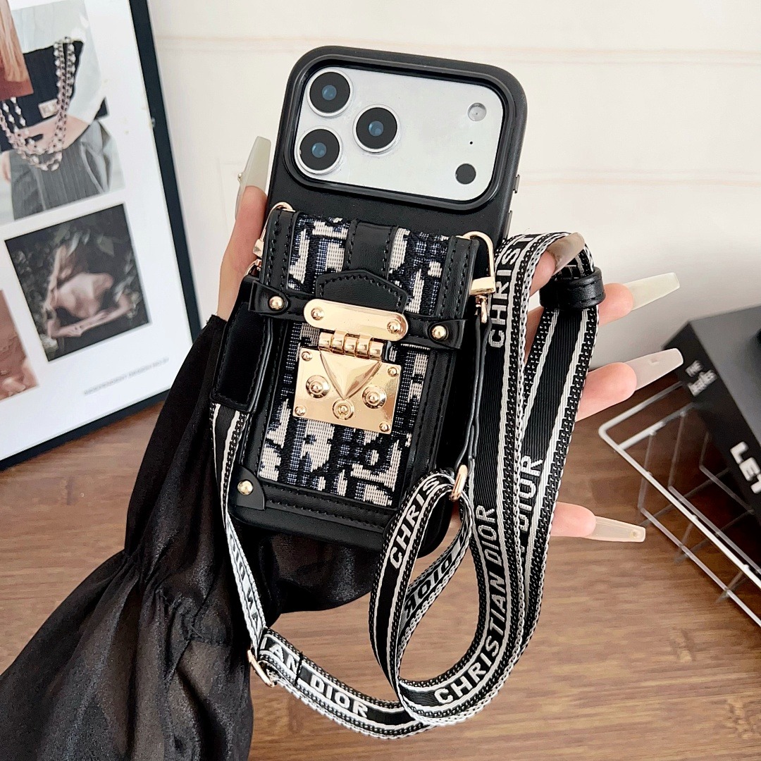 Dior Embroidered canvas iPhone Wallet Case With Crossbody Strap