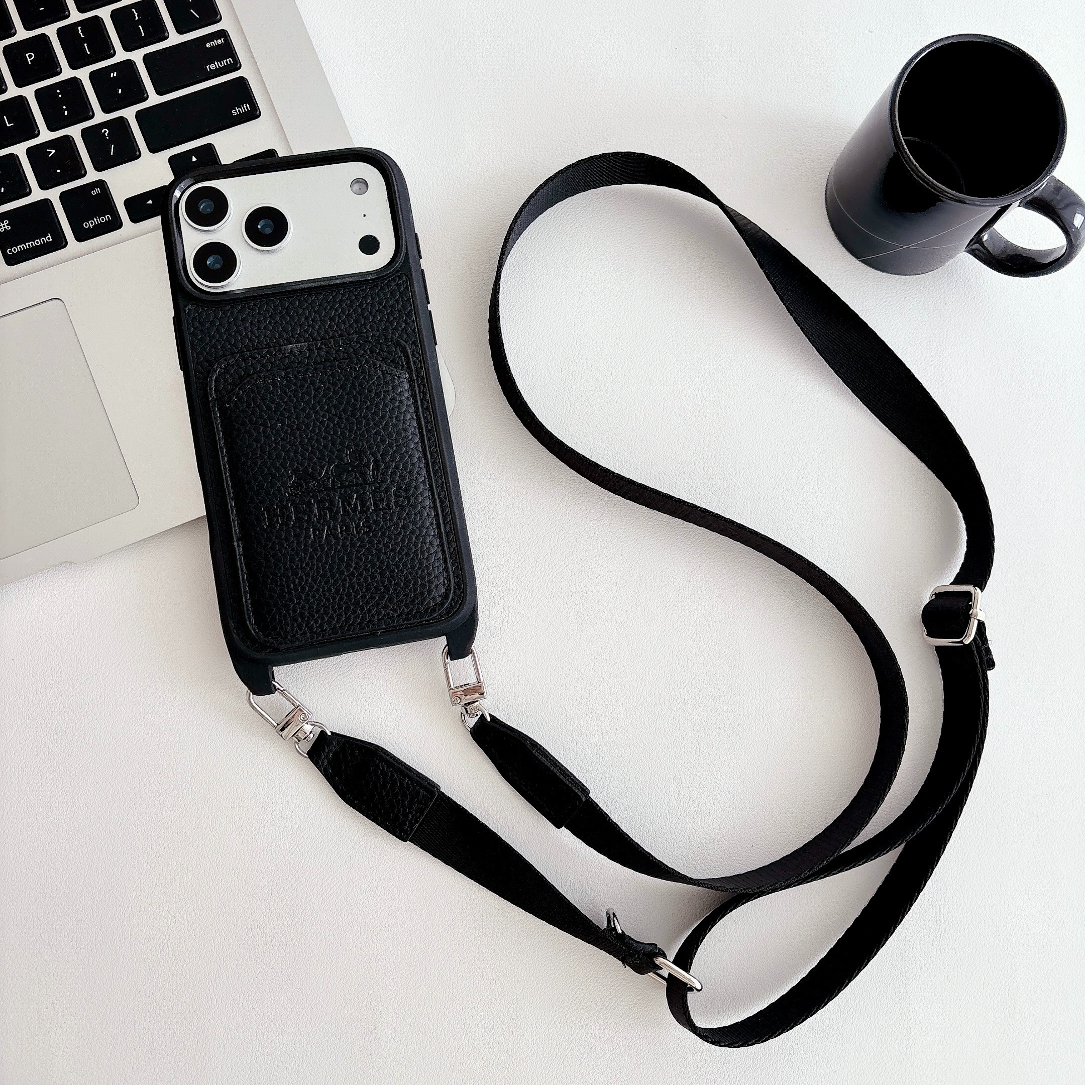  Hermès Leather iPhone Wallet Case With Crossbody Strap