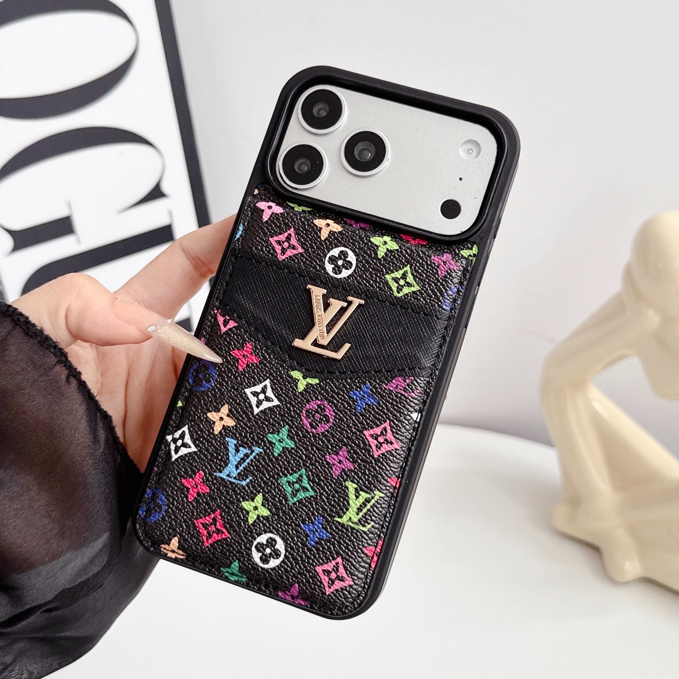 Louis Vuitton Gucci Monogram Leather iPhone Wallet Case Magnetic Flip Case with Stand Support