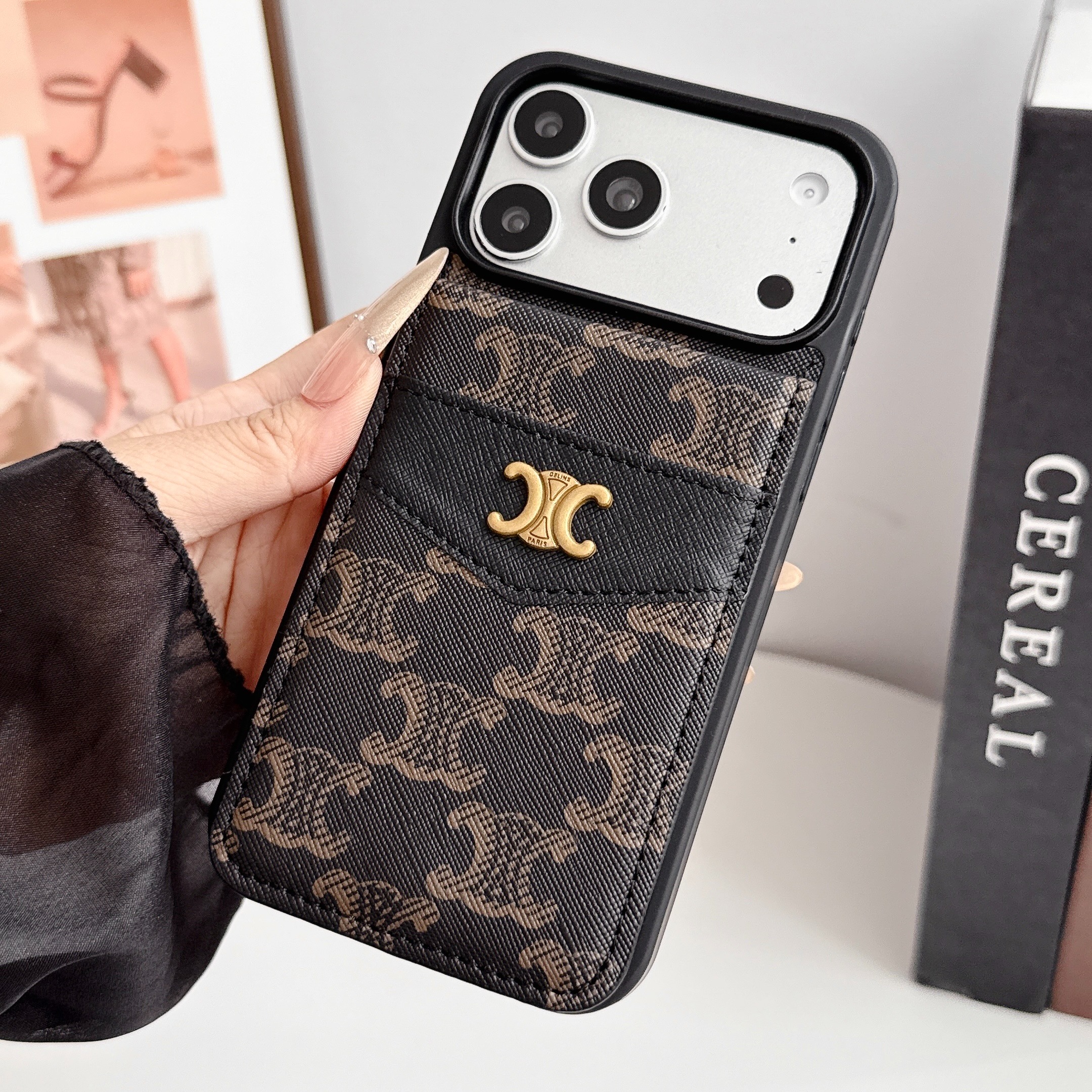 Celine Luxurious Leather iPhone Wallet Case