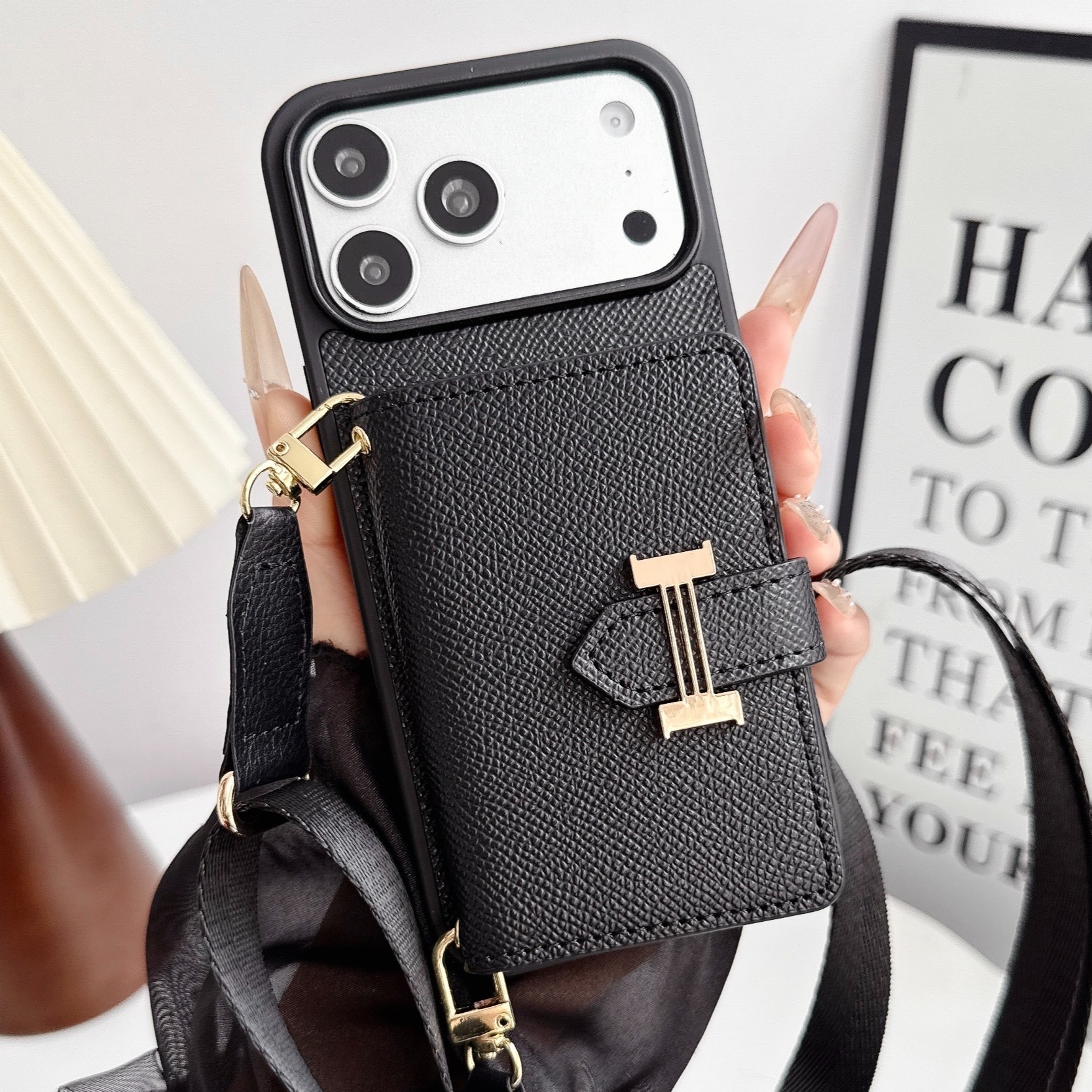 Hermès Leather iPhone Wallet Case With Crossbody Strap