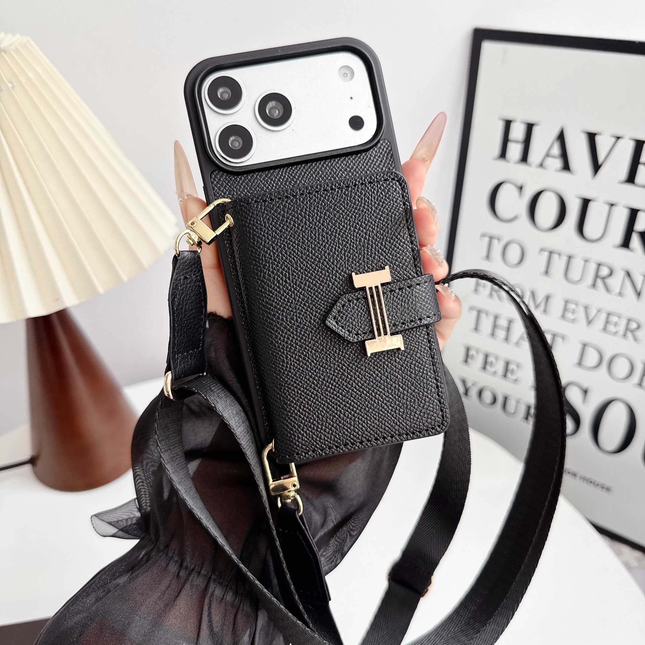 Hermès Leather iPhone Wallet Case With Crossbody Strap
