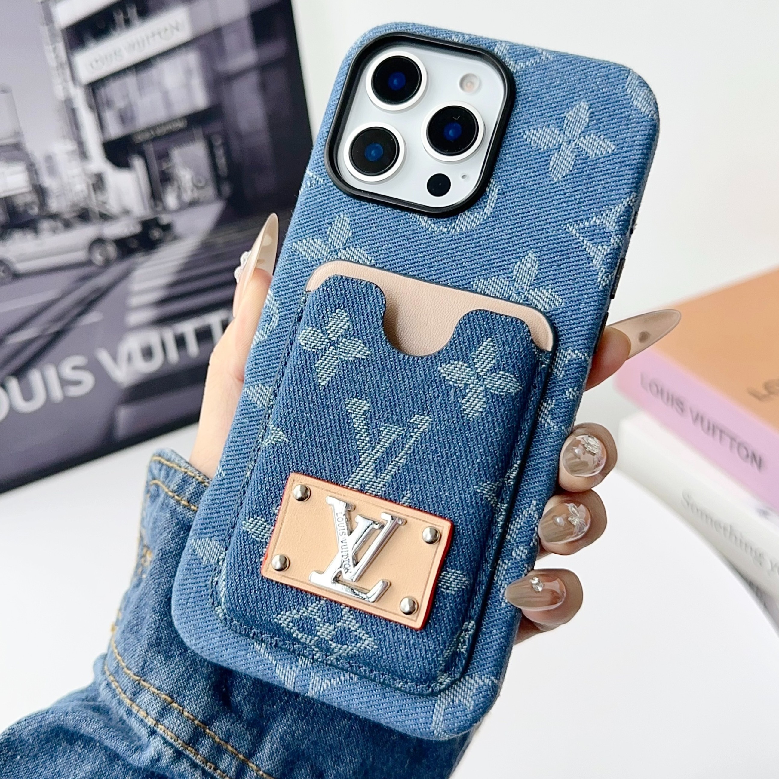 Louis Vuitton Fashion denim canvas iPhone wallet Case