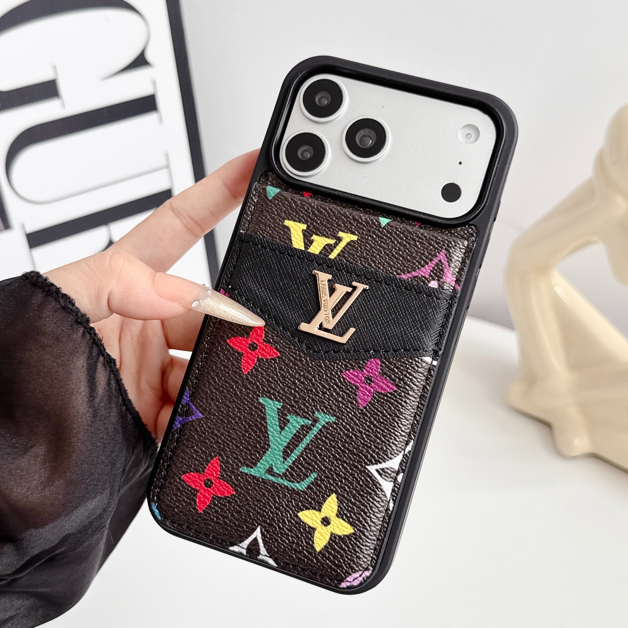 Louis Vuitton Gucci Monogram Leather iPhone Wallet Case Magnetic Flip Case with Stand Support