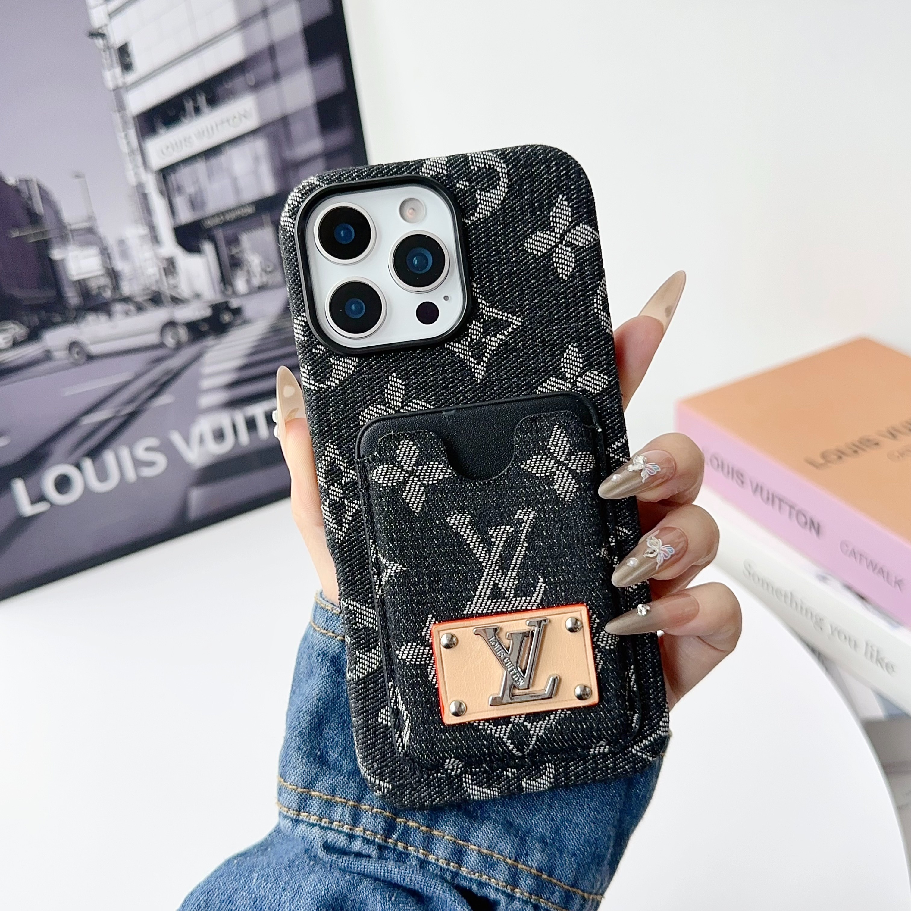 Louis Vuitton Fashion denim canvas iPhone wallet Case