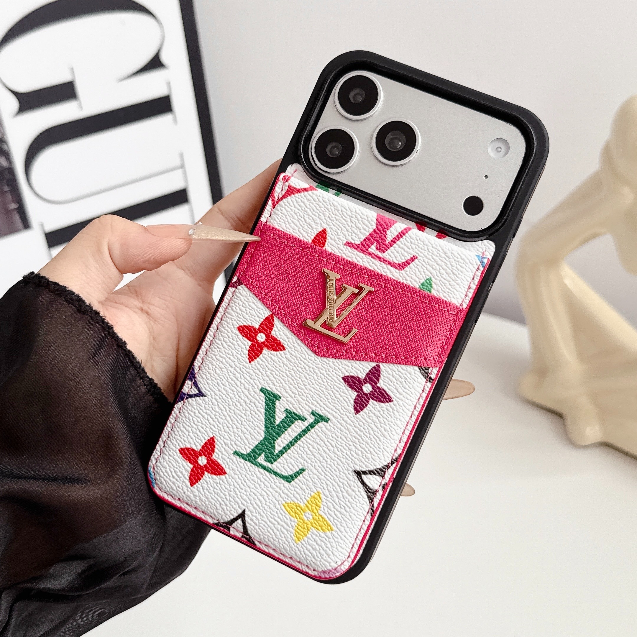 Louis Vuitton Gucci Monogram Leather iPhone Wallet Case Magnetic Flip Case with Stand Support
