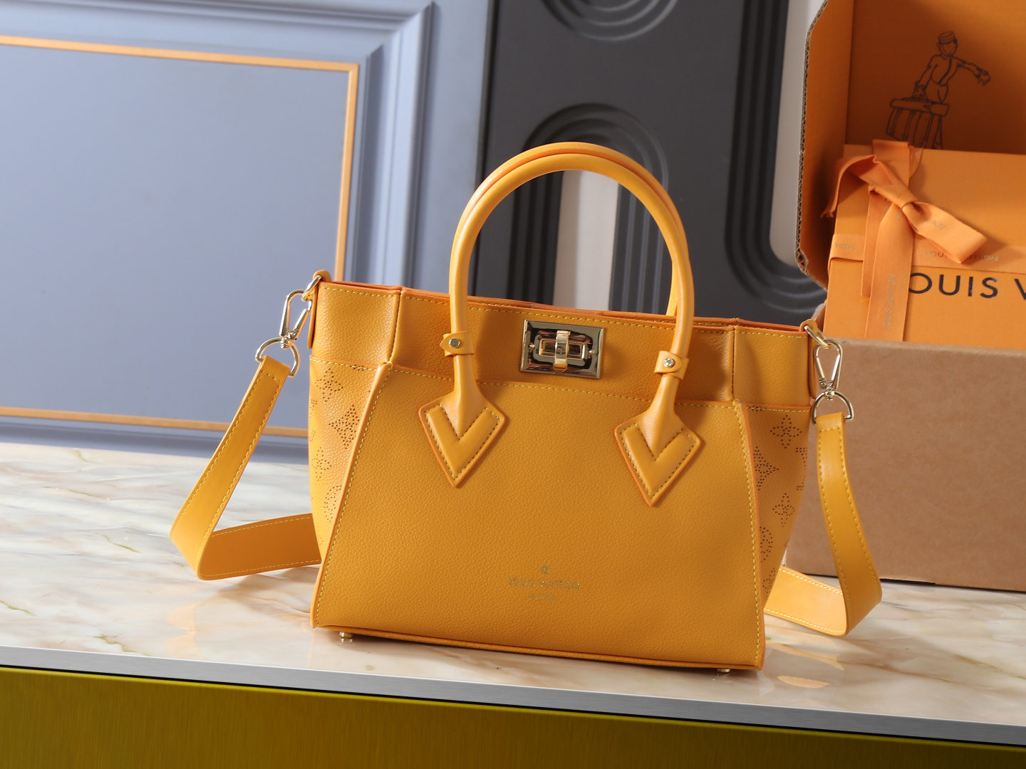 Louis Vuitton Mahina On My Side PM Summer Gold Leather Tote Bag
