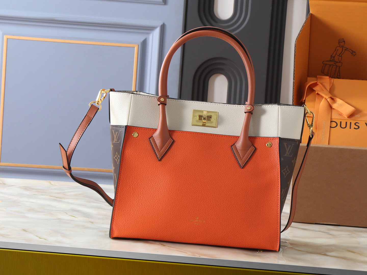 Louis Vuitton Mahina On My Side PM Summer Gold Leather Tote Bag