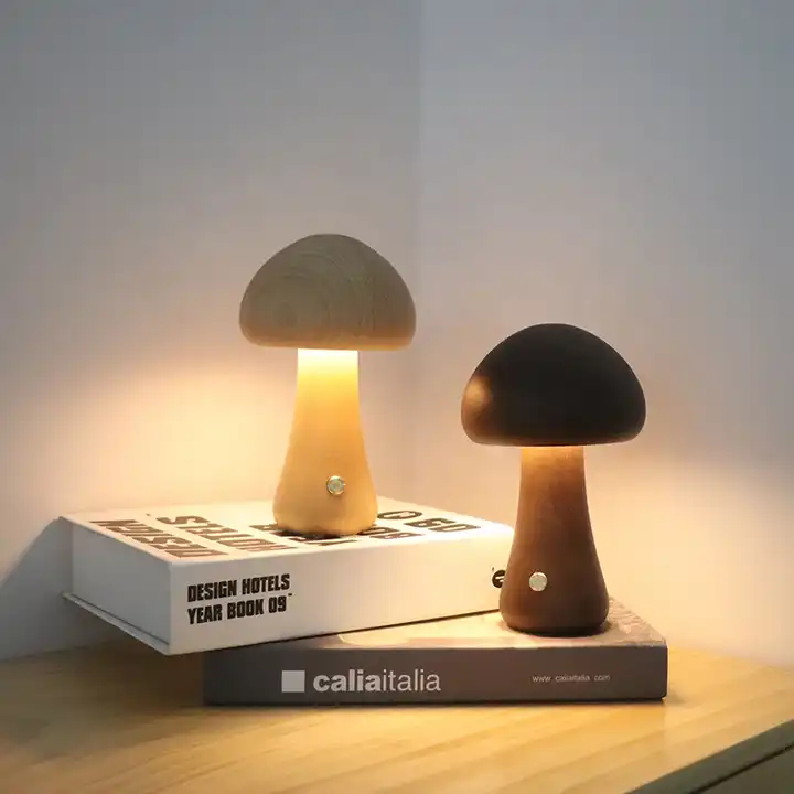 Mushroom Lamp Night Light Decorative Wooden Night Lamp