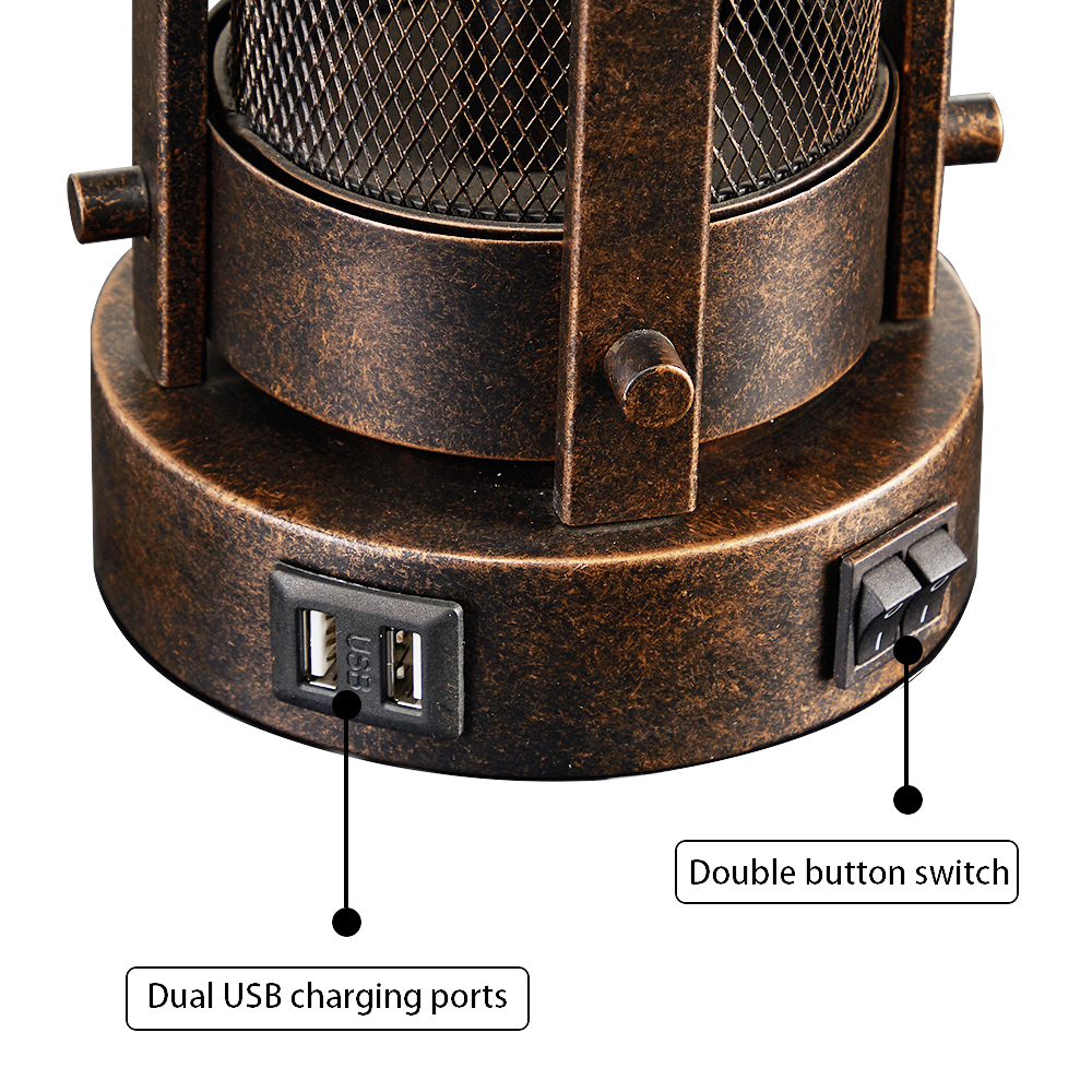 Modern Transitional Table Lamp Set of 2 with Dual USB Ports & Night Light Mode – Fabric Shade Bedside Lamps for Bedroom, Living Room or Desk By 17 Stories