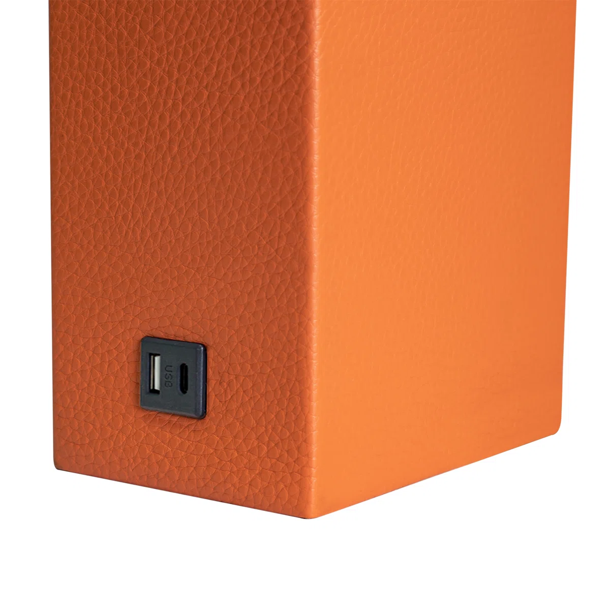 24'' Modern Faux Leather Table Lamps With USB-A & USB-C Charging Ports(Set Of 2)