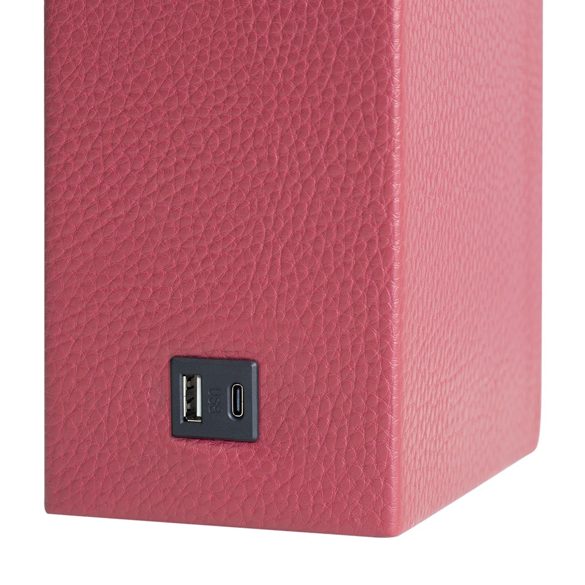 24'' Modern Faux Leather Table Lamps With USB-A & USB-C Charging Ports(Set Of 2)