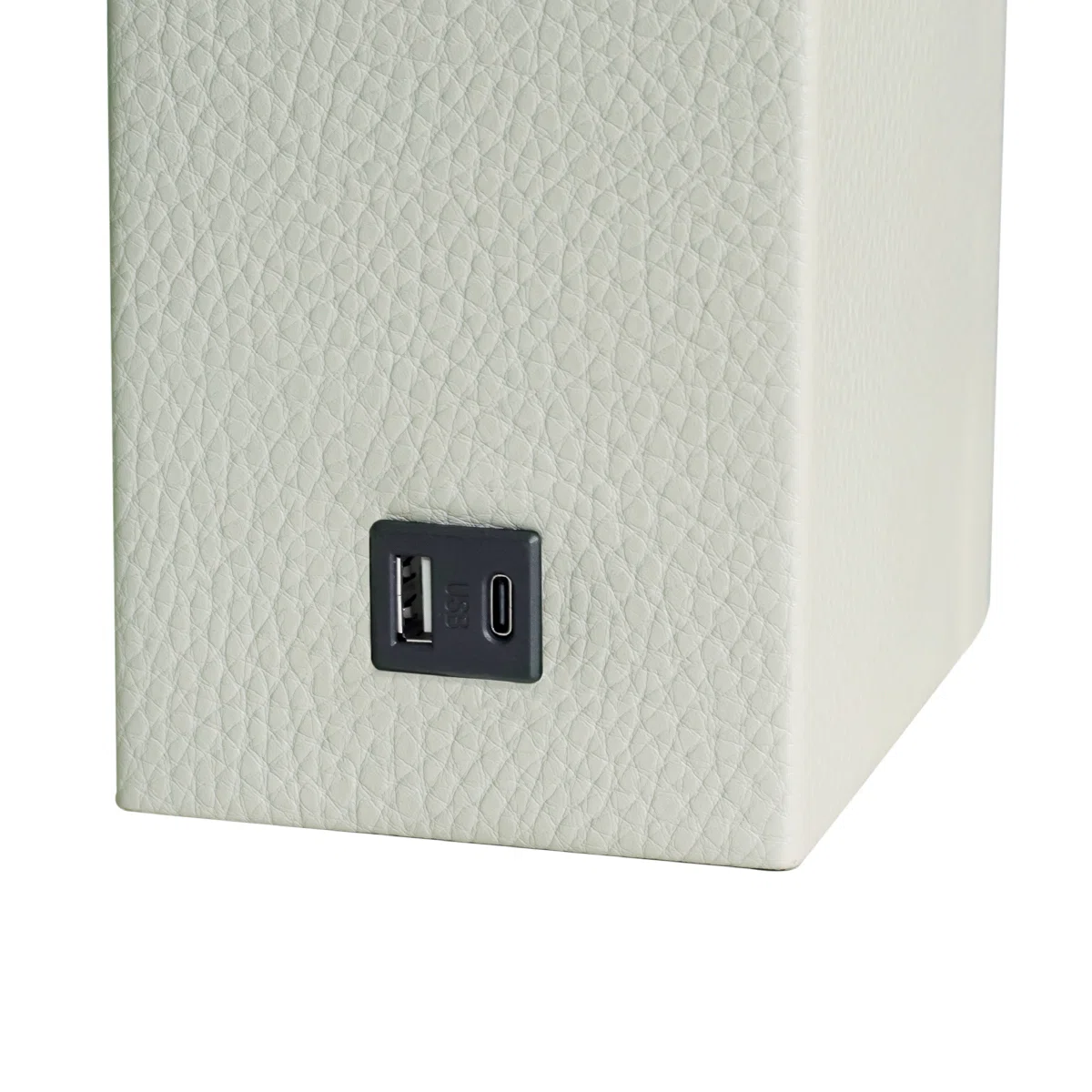 24'' Modern Faux Leather Table Lamps With USB-A & USB-C Charging Ports(Set Of 2)