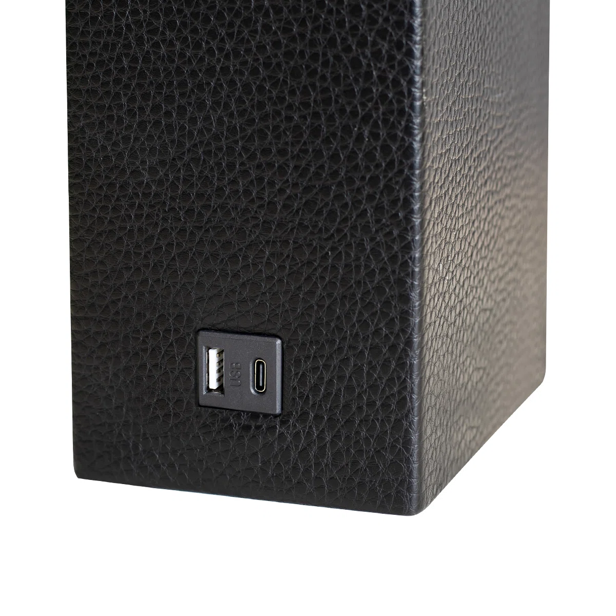 24'' Modern Faux Leather Table Lamps With USB-A & USB-C Charging Ports(Set Of 2)