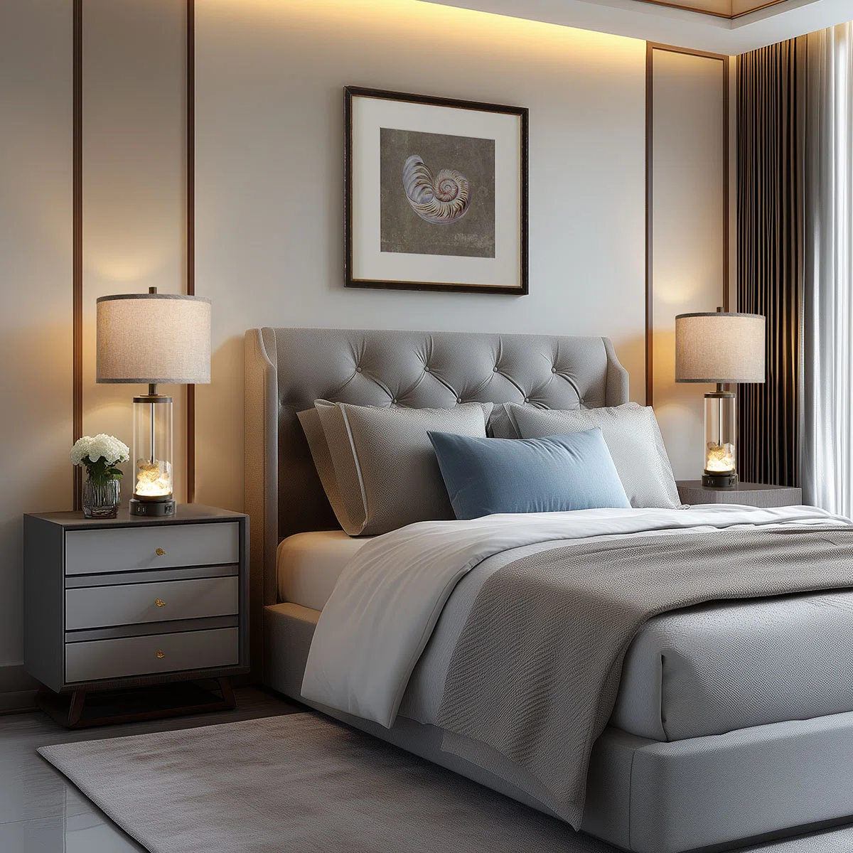 25"Coastal Table Lamps Set with USB & Night Light, Coral Design （Set of 2 ）