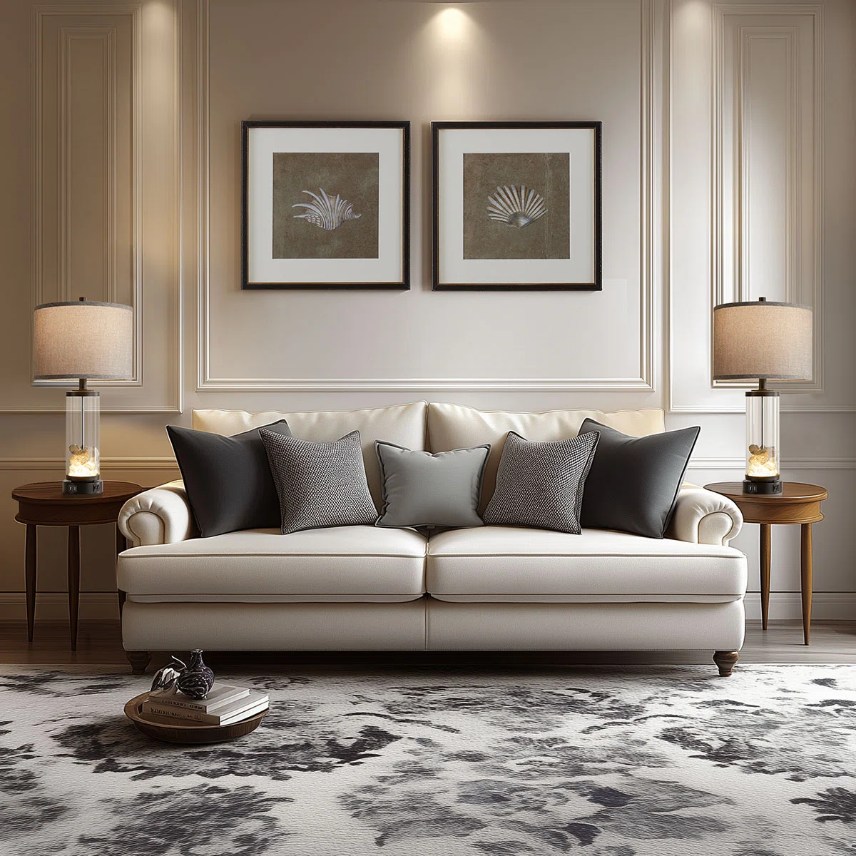 25"Coastal Table Lamps Set with USB & Night Light, Coral Design （Set of 2 ）