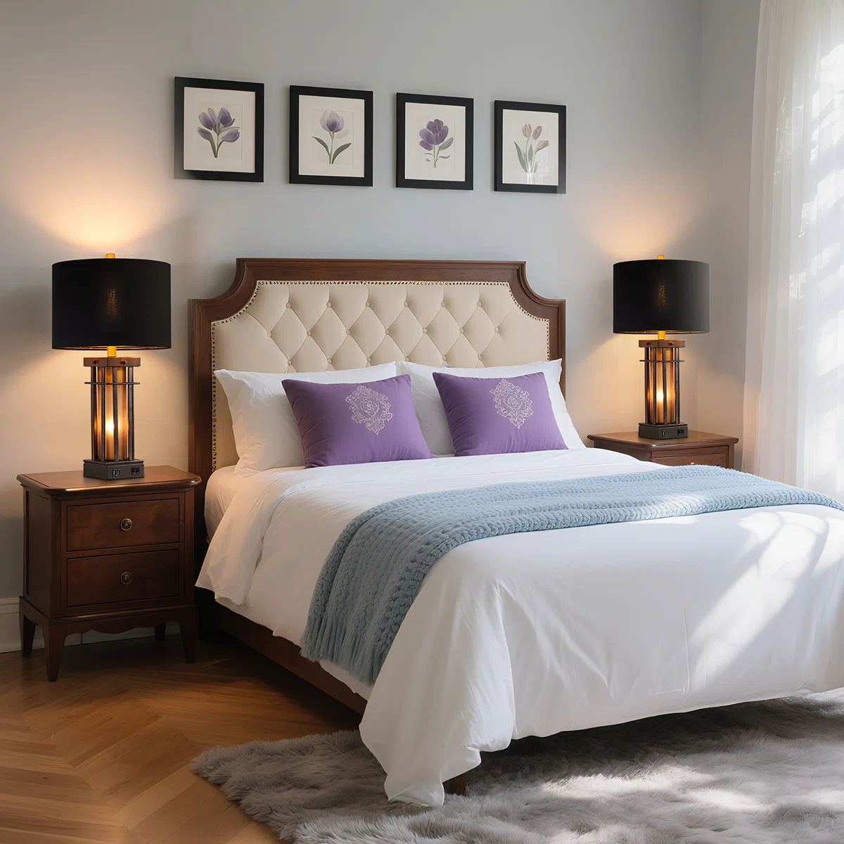 25" Jacolbi Table Lamp set With Dual USB Ports And Night Light (set of 2)