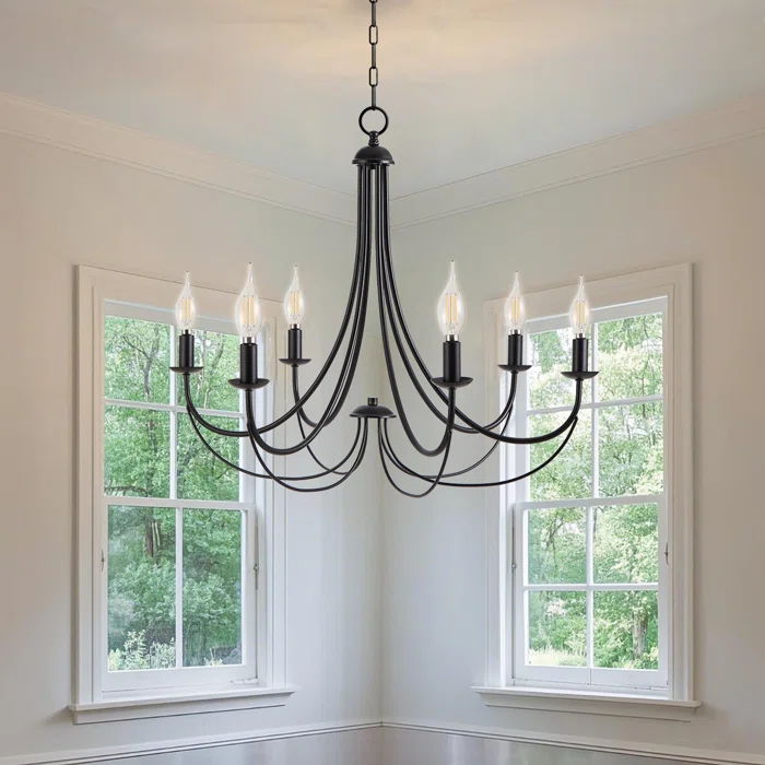 6 - Light Dimmable Classic / Traditional Chandelier，72" Adjustable Chain