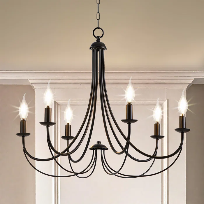 6 - Light Dimmable Classic / Traditional Chandelier，72" Adjustable Chain